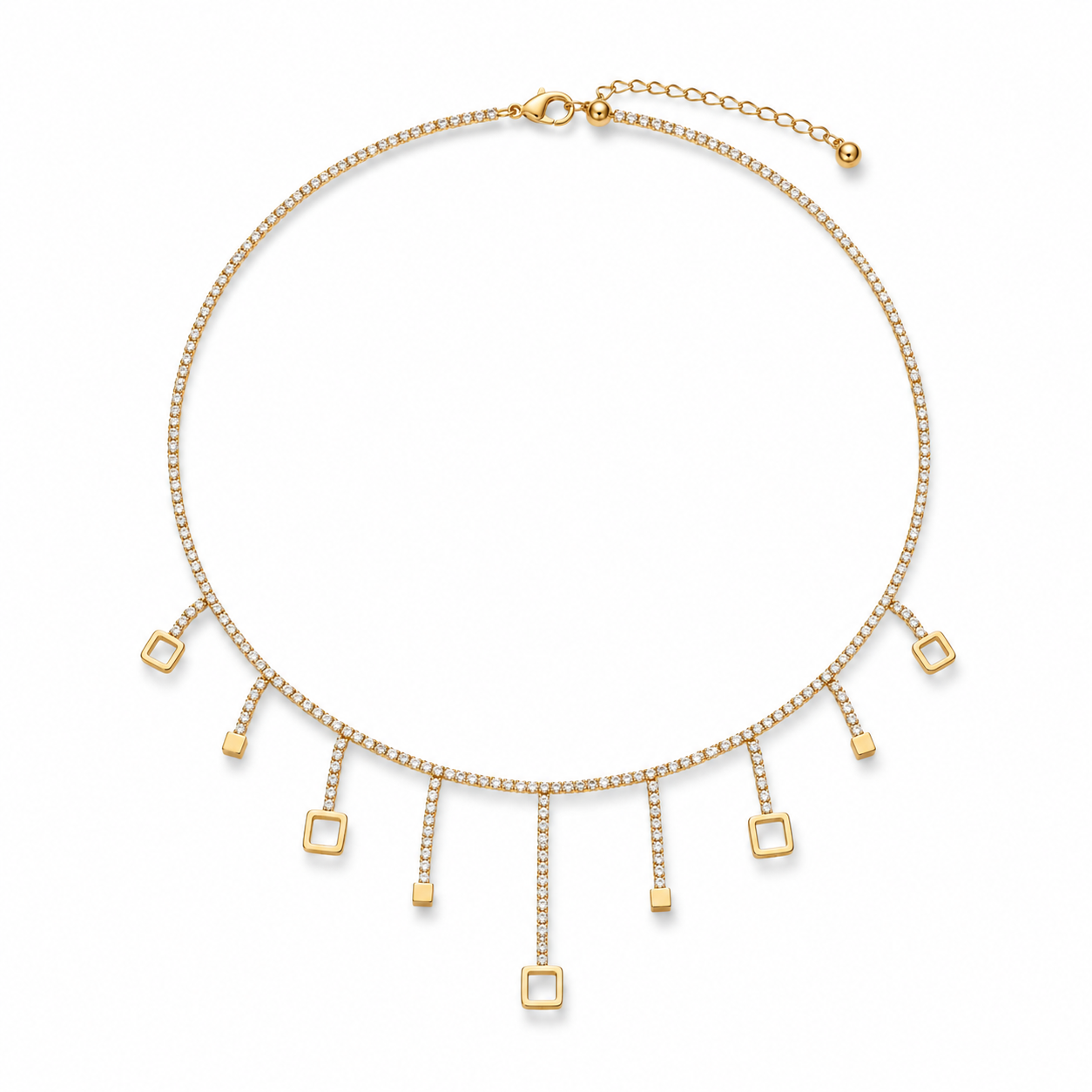 Geometric Cascade Crystal Necklace