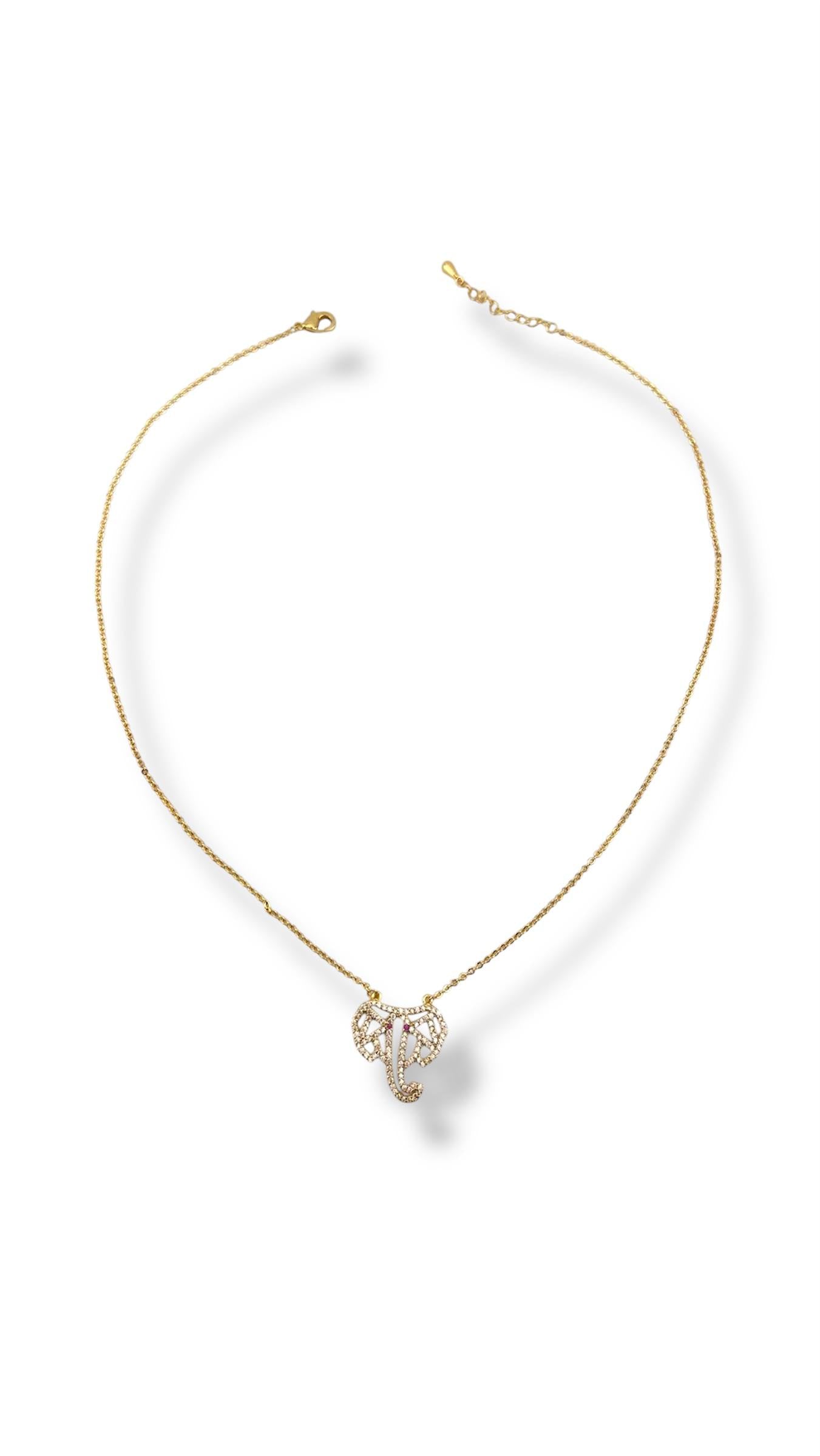 Fellora Geometric Elephant Necklace – Gold Pavé Edition