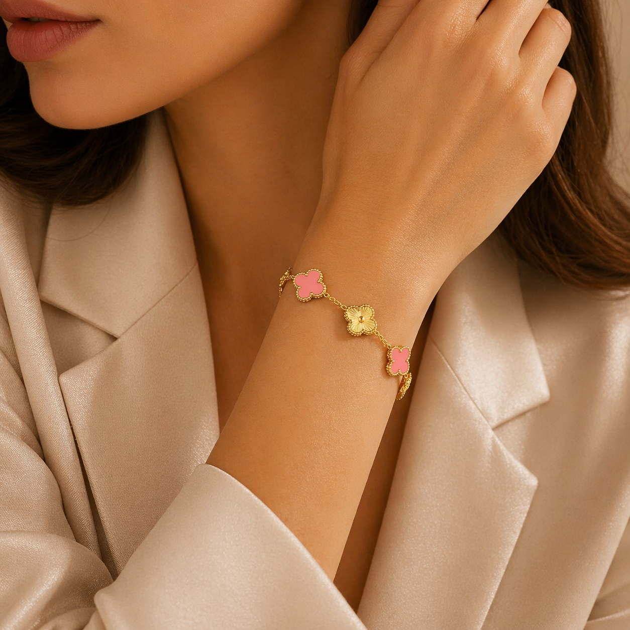 Vip vancleef hybrid Bracelet – 18K Gold-Plated & Colorful Charm Variants