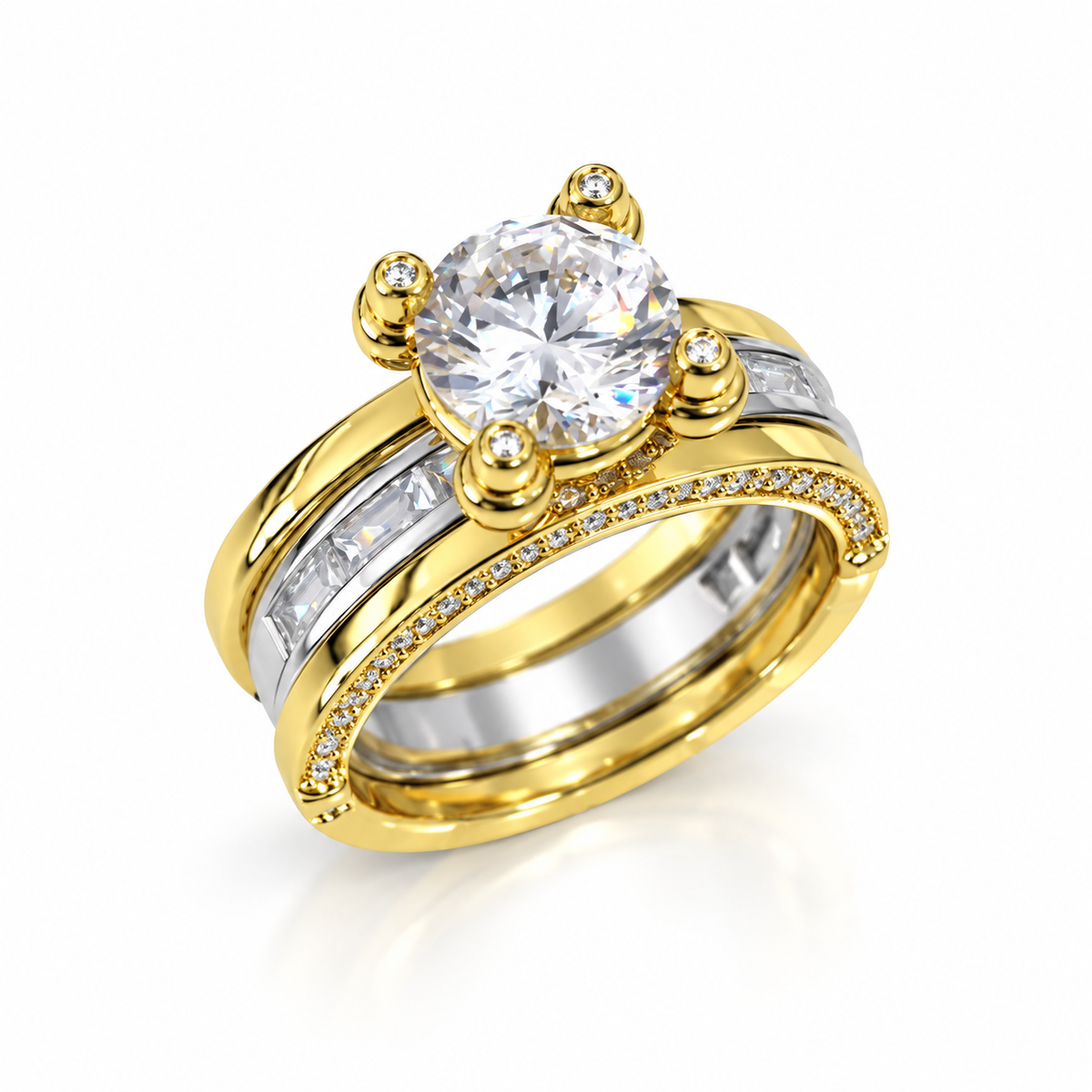 Dual-Band twins Ring – Gold & Silver