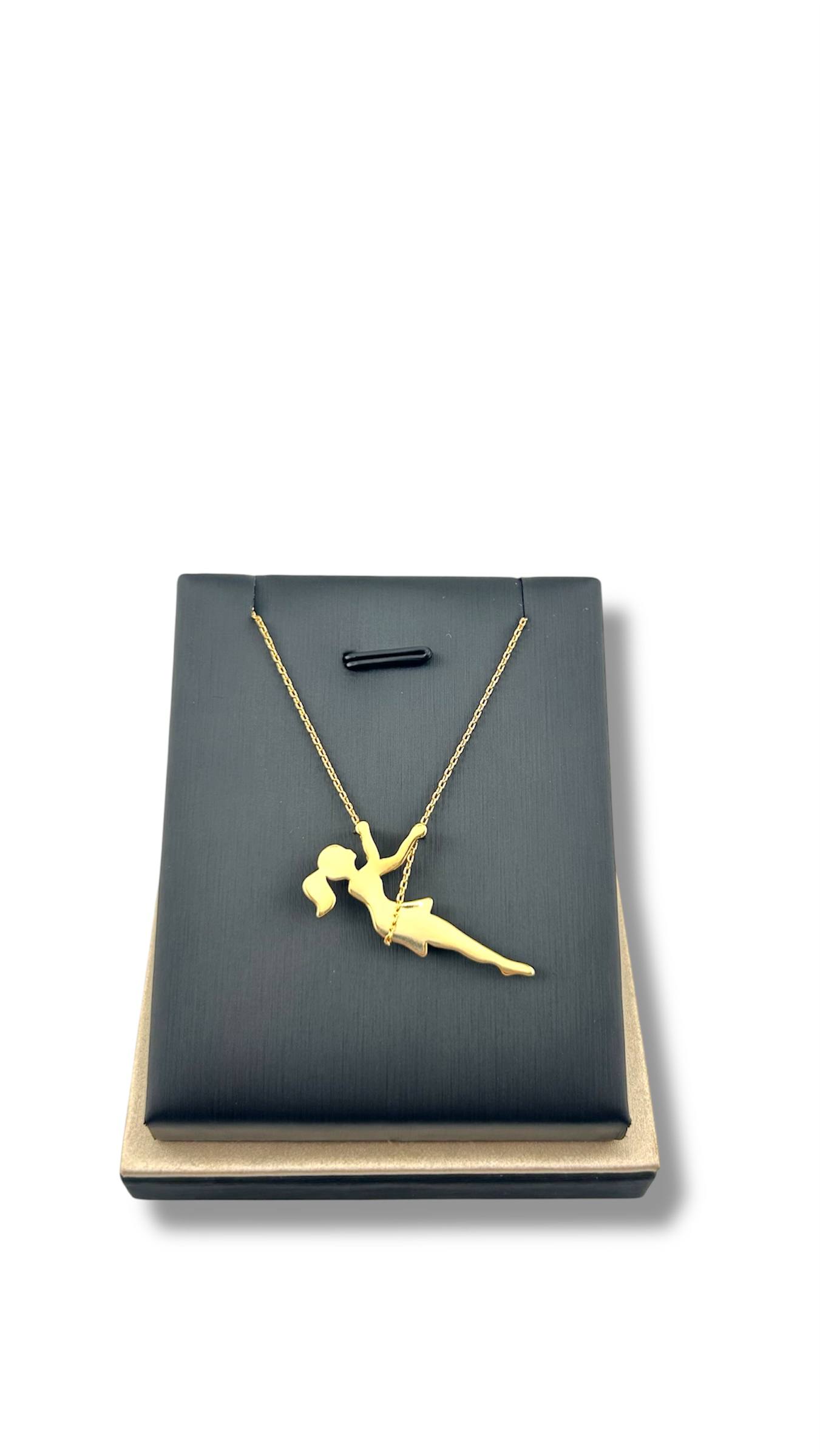 "Flyla Girl Silhouette Necklace – Gold Freedom Edition"