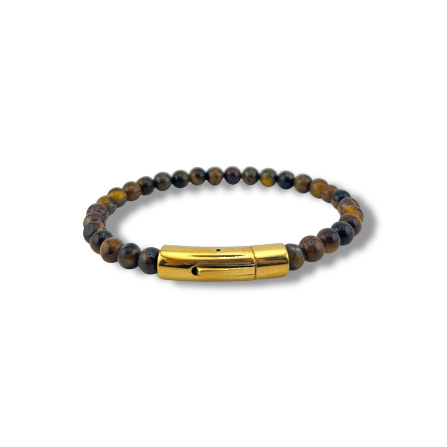 Poshewix Lapis Bead Bracelet – Gold Magnetic Clasp
