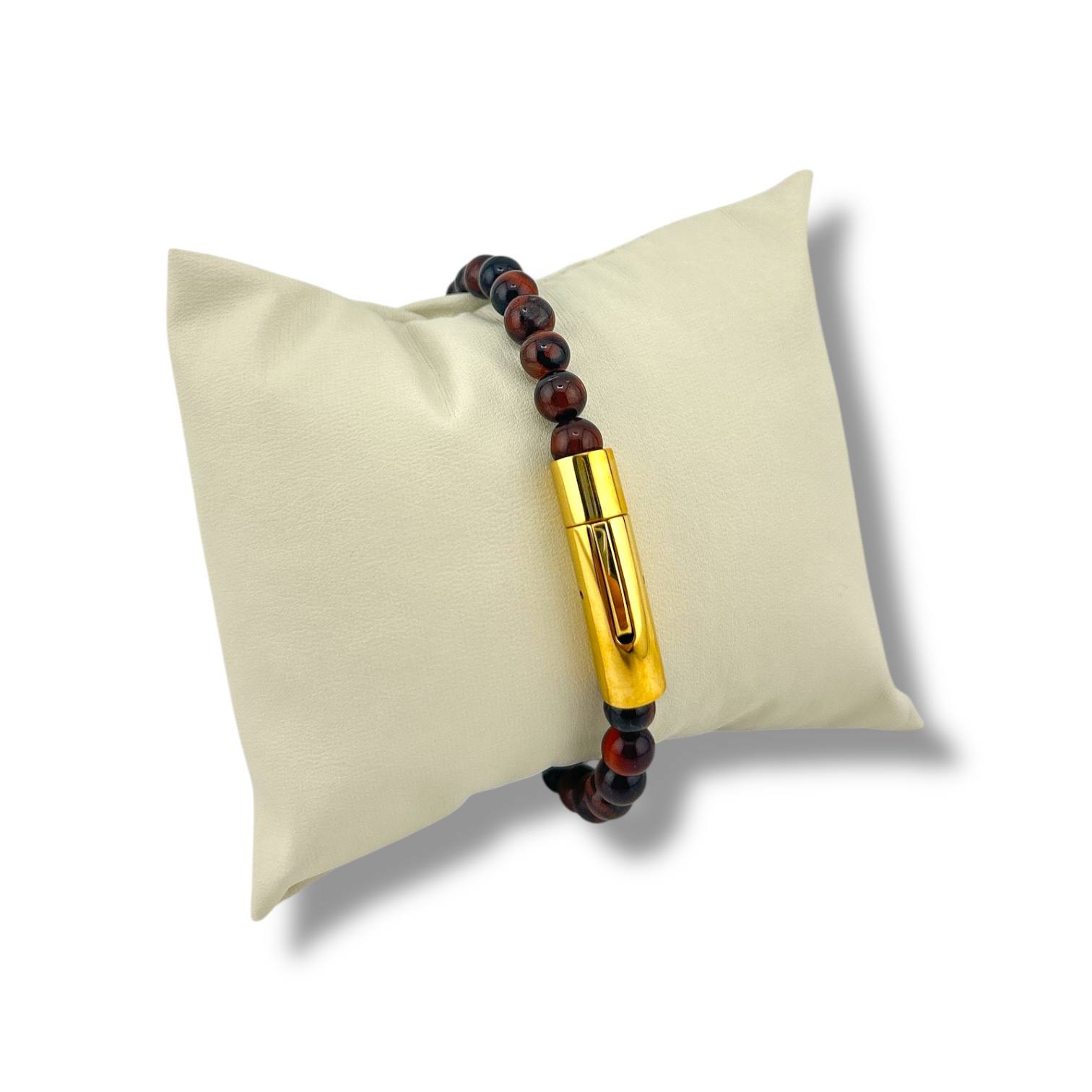 Poshewix Lapis Bead Bracelet – Gold Magnetic Clasp