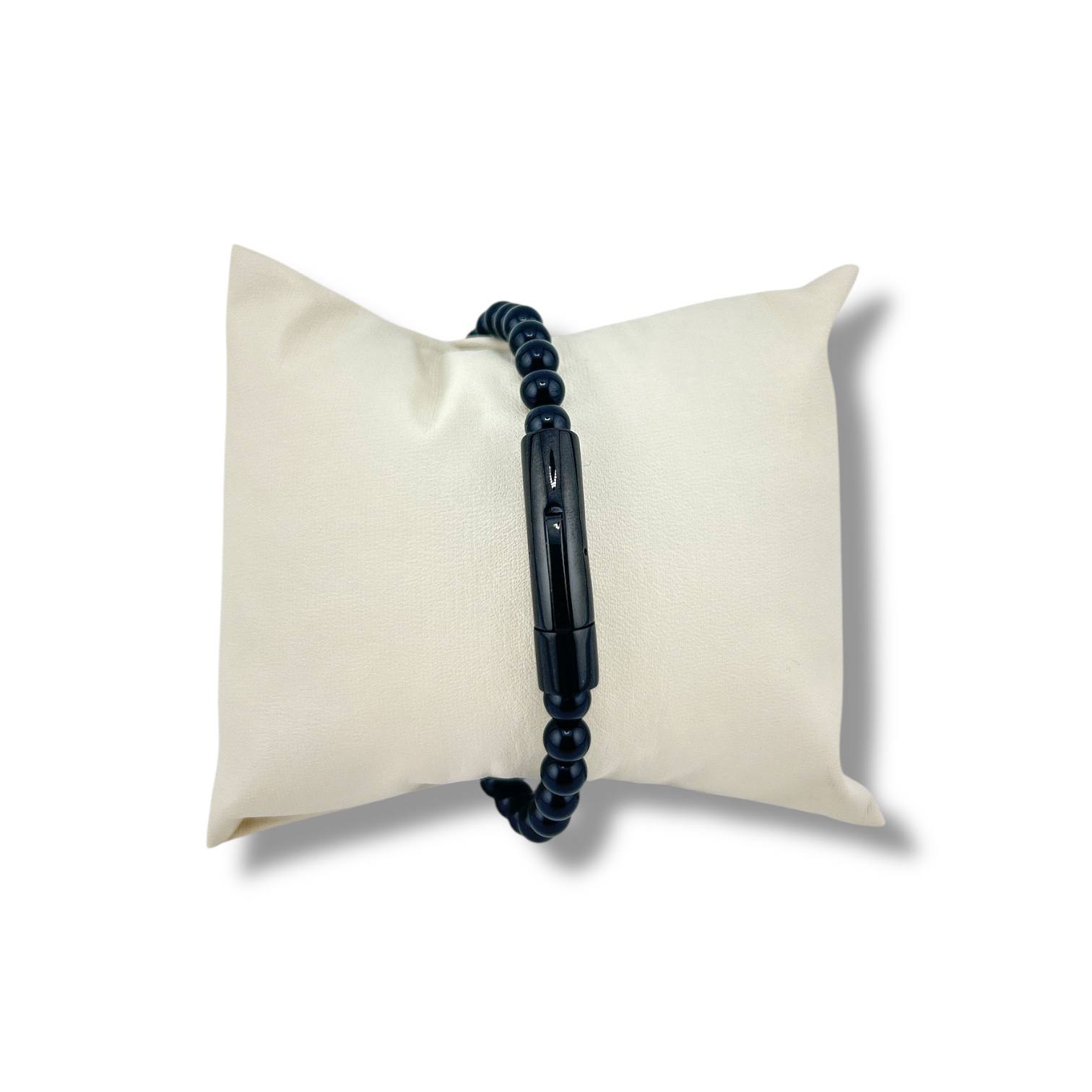 Poshewix Lapis Bead Bracelet – Gold Magnetic Clasp