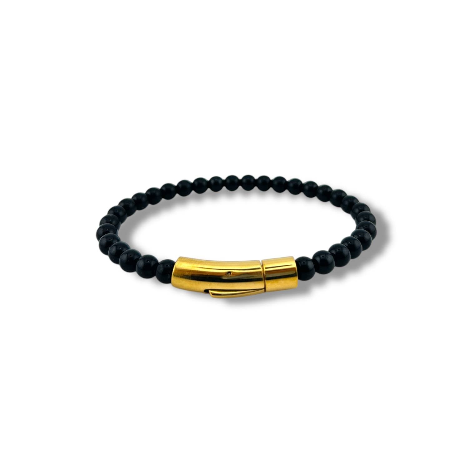 Poshewix Lapis Bead Bracelet – Gold Magnetic Clasp