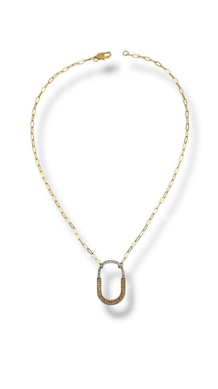 Lock Charm Necklace – Dual-Tone U Pendant (Gold or Silver Chain)