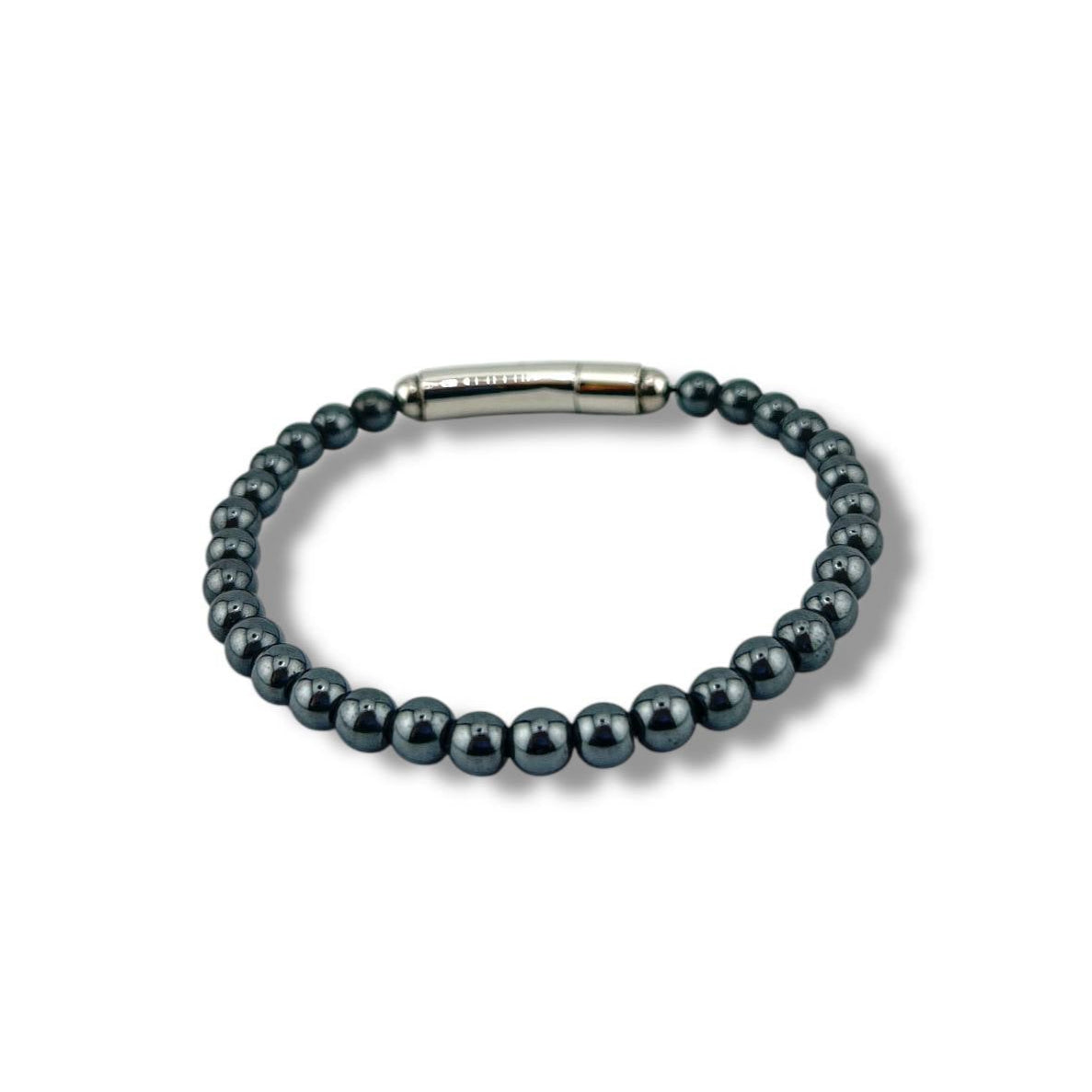 🖤 Hematite Energy Bead Bracelet – Sleek Strength for Him