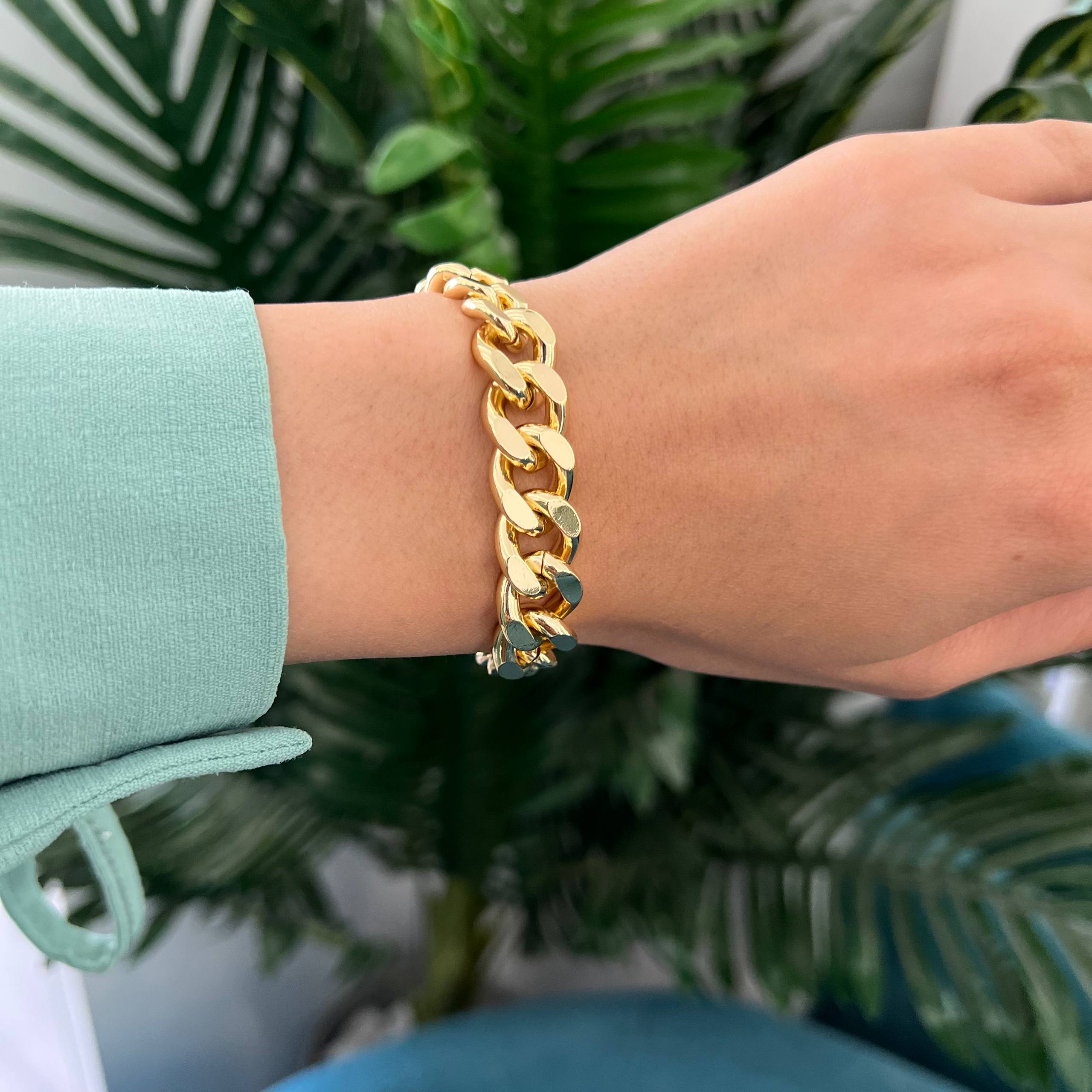 Monaco Chain Bracelet With a Diamond Encrusted Lock clasp