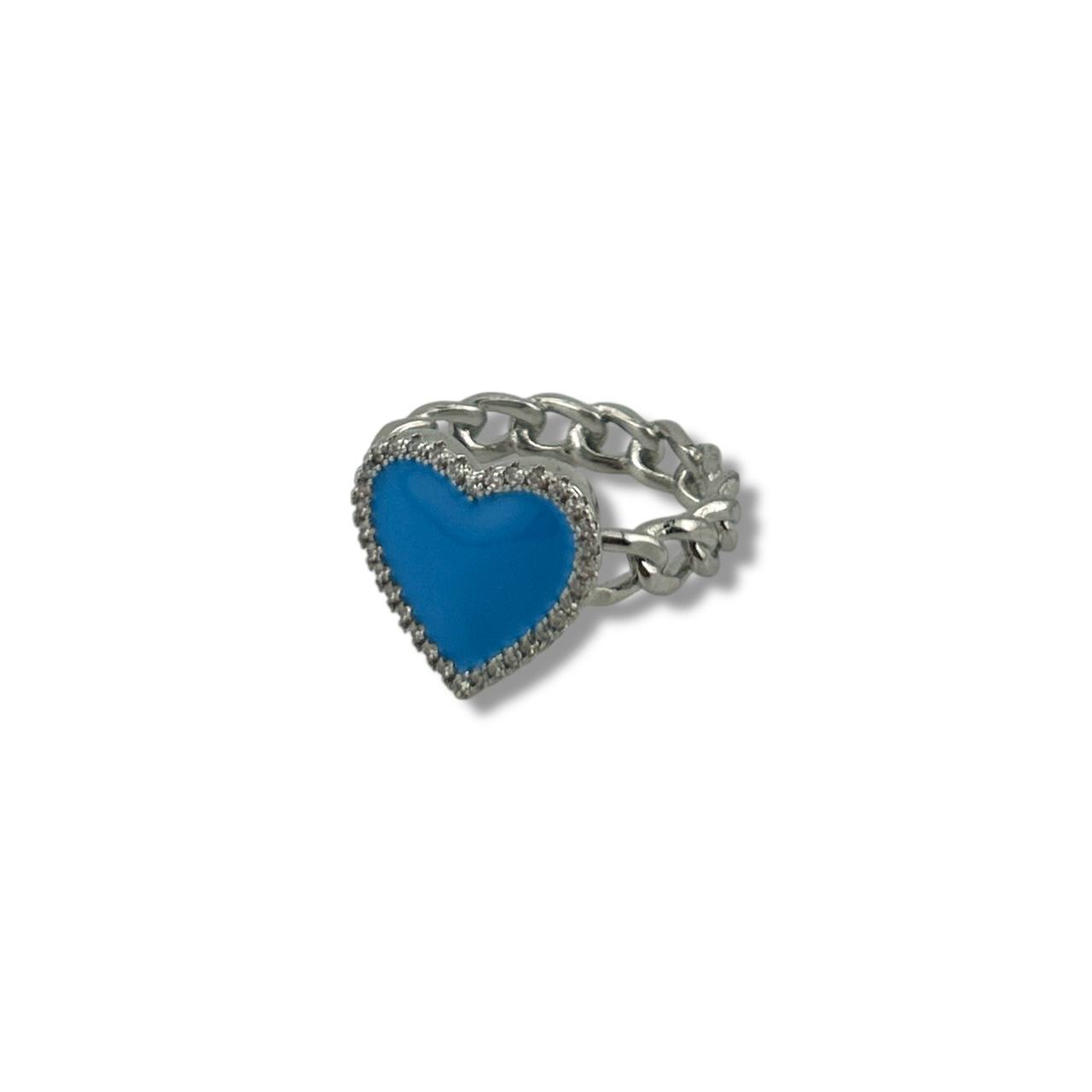 💖 Enchanted Heart Chain Rings – Silver Finish