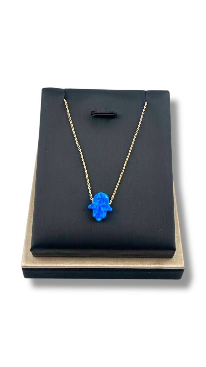 Azure Hamsa – Blue Opal Protection Necklace