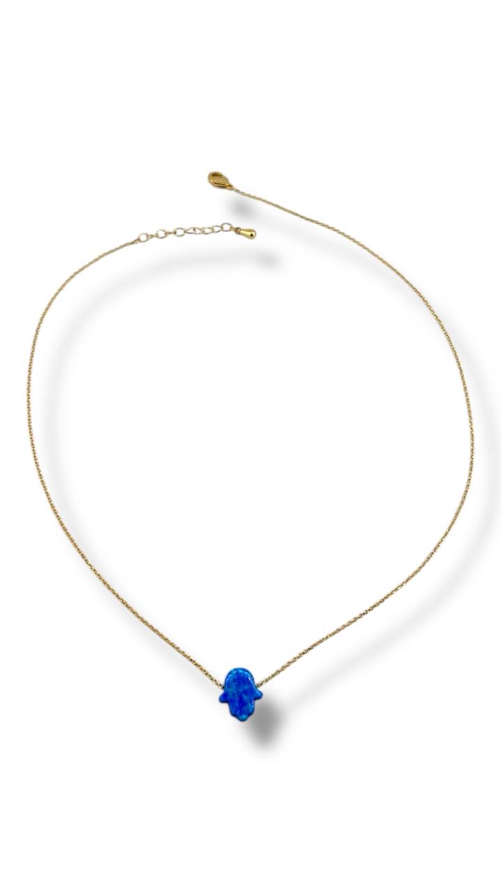 Azure Hamsa – Blue Opal Protection Necklace