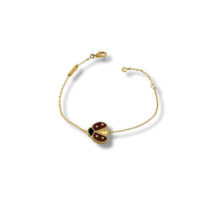 🐞 Lucky Lady Charm Bracelet – Gold & Enamel Edition