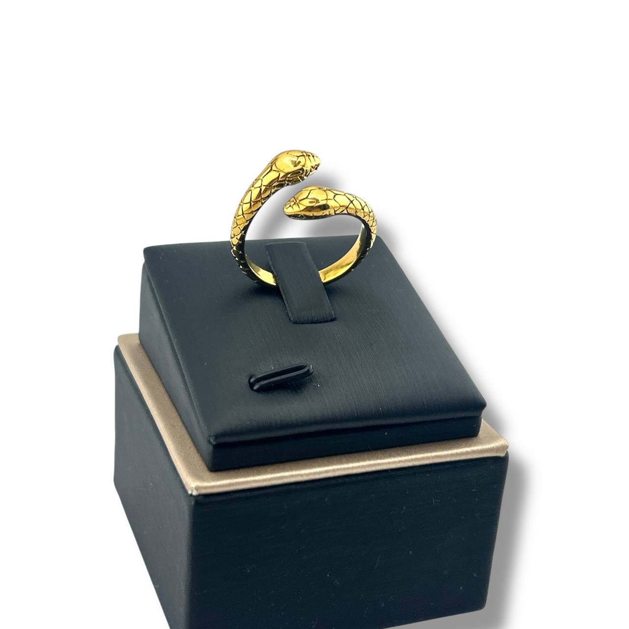 Textured Twin Snake Ring – Gold & Silver Power Duo