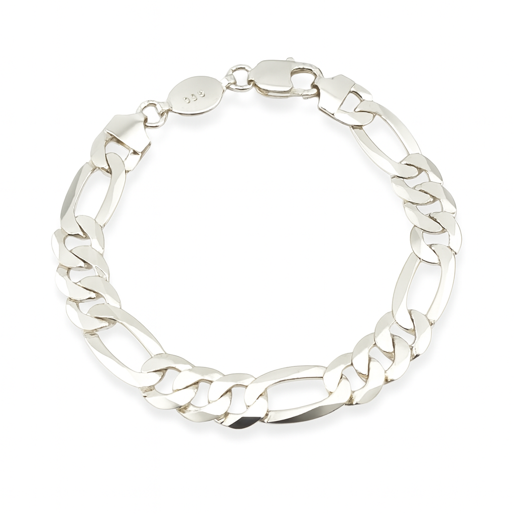 Silver 925 Figaro Chain Bracelet – Classic Italian Style