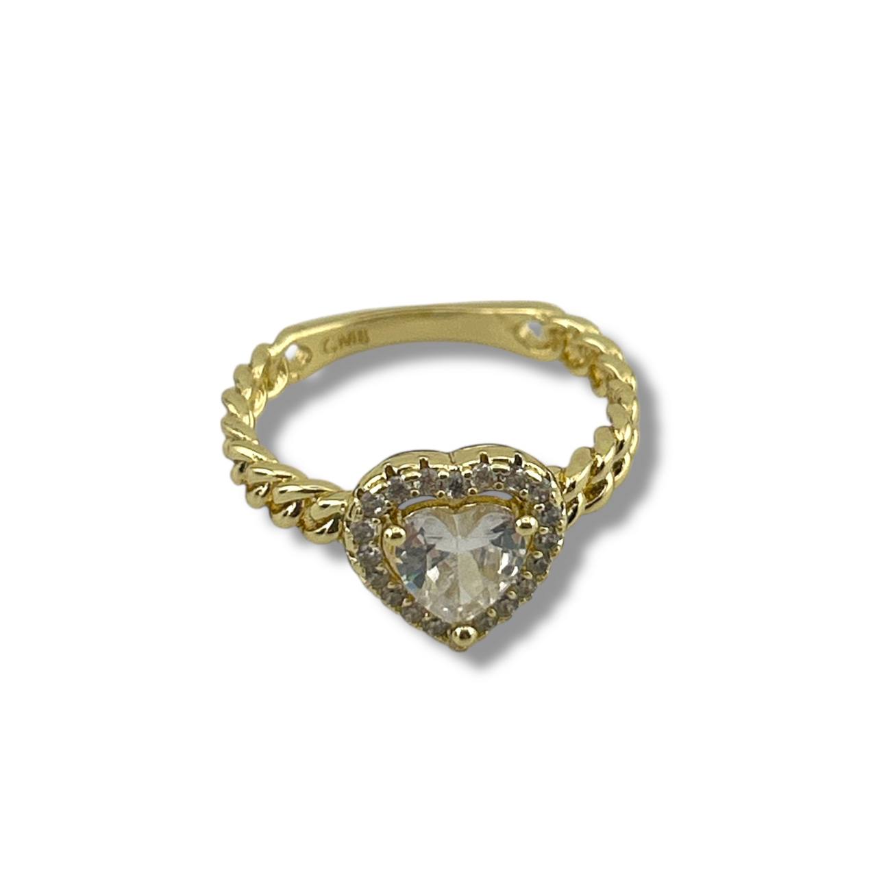 Crystal Heart Braided Ring