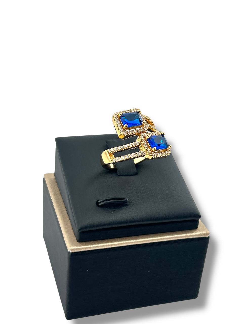 Royal Blue Duo Gem Ring – Silver & Gold