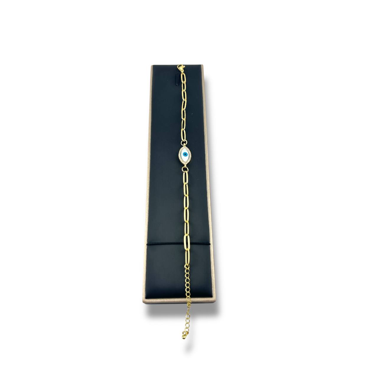 Evil Eye Paperclip Bracelet – Gold Edition