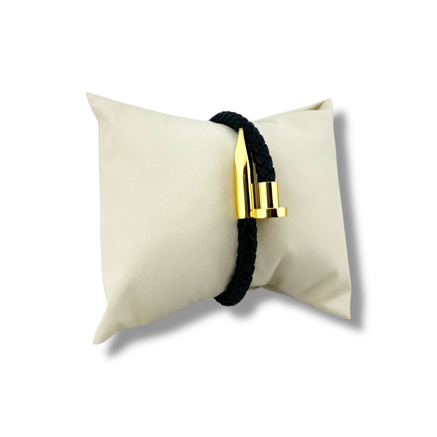 🖋️ Signature Nail Leather Bracelet – Midnight Blue Edition