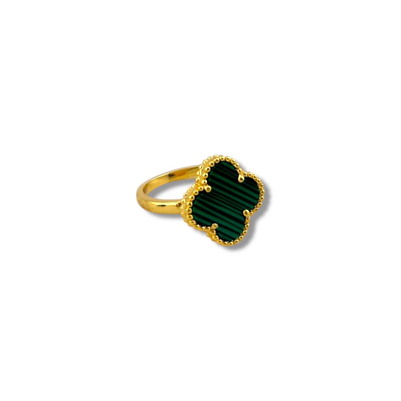 Crimson Clover Ring – Gold-Plated Elegance