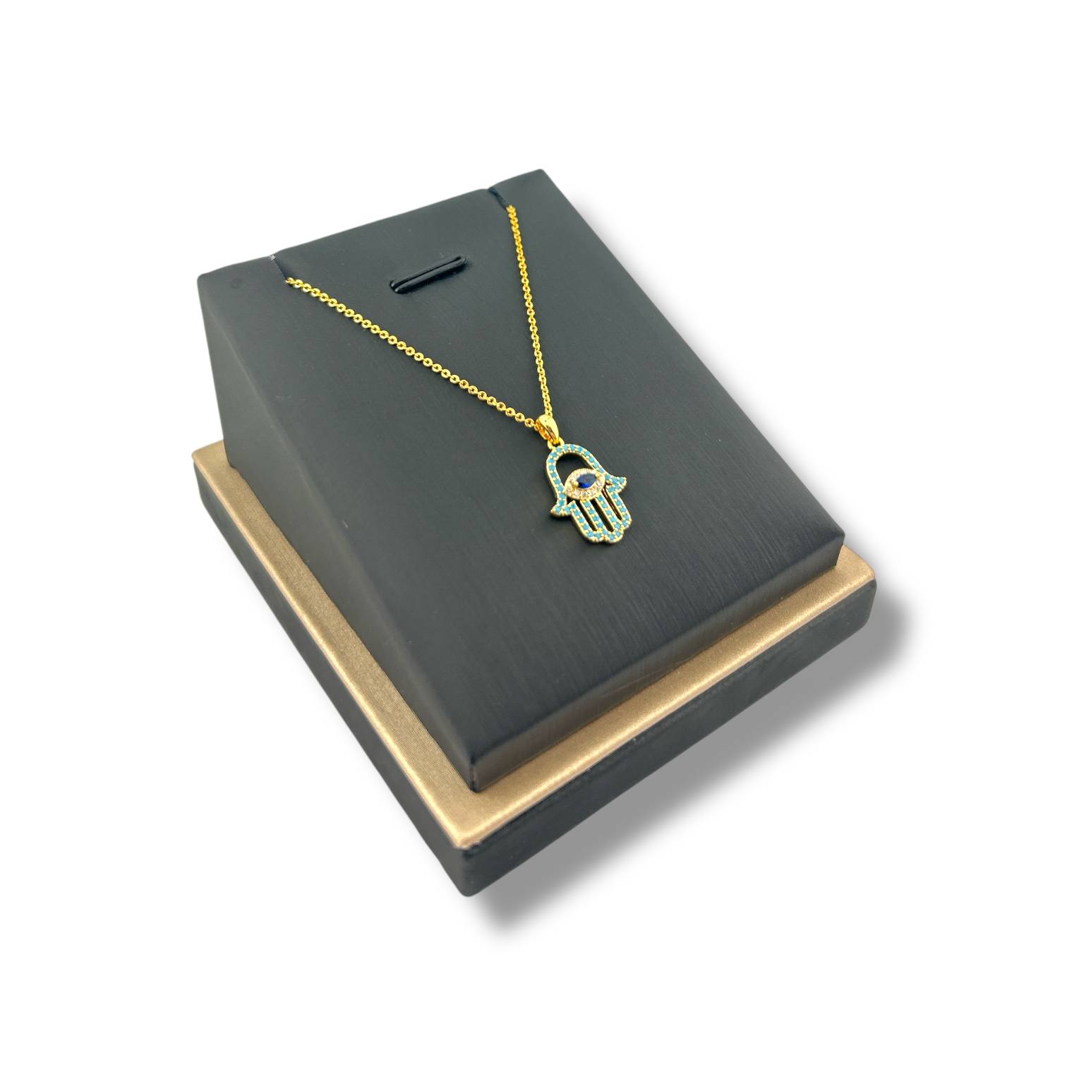 Mystic Hamsa Hand Necklace – Gold Plated with Colorful Detailing