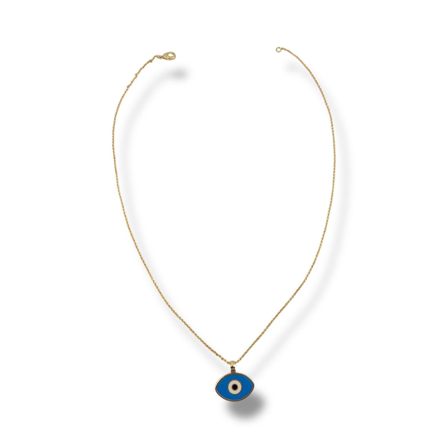 Bold Blue Evil Eye Pendant Necklace – Gold Plated Protection Charm