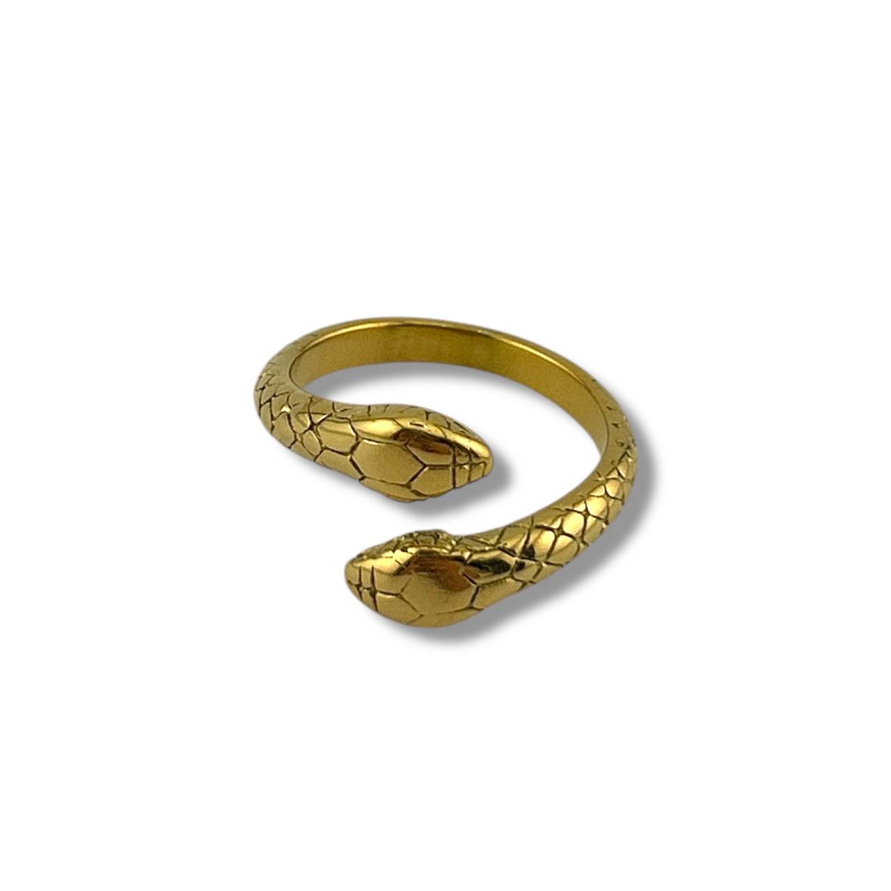 Textured Twin Snake Ring – Gold & Silver Power Duo