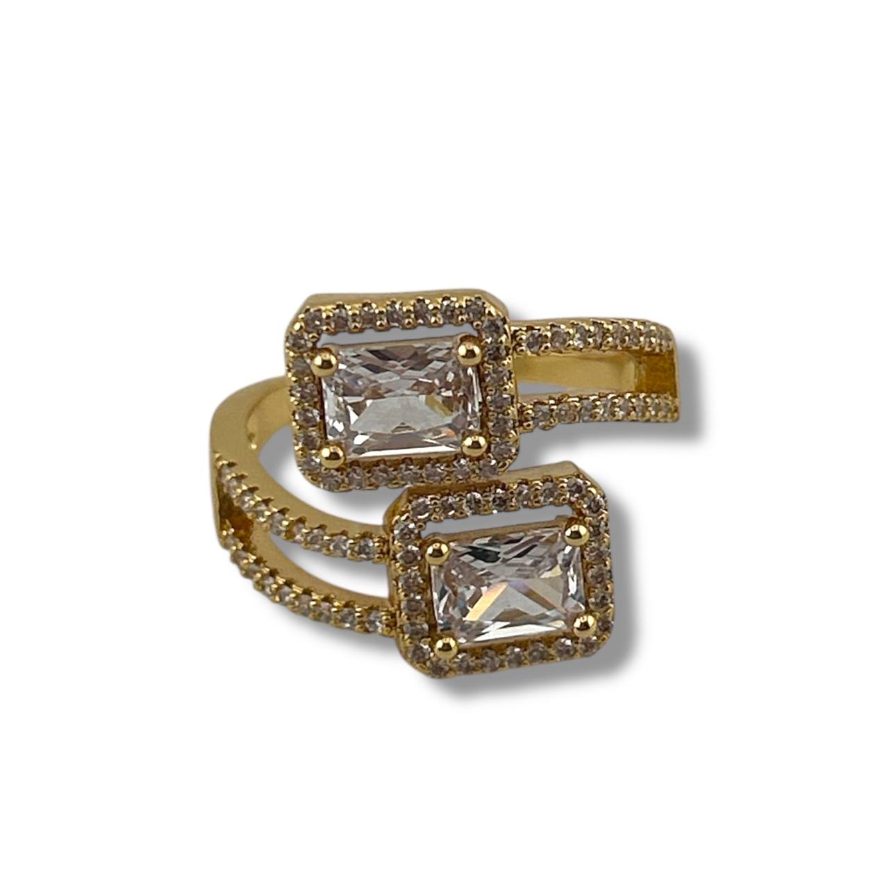 Royal Blue Duo Gem Ring – Silver & Gold