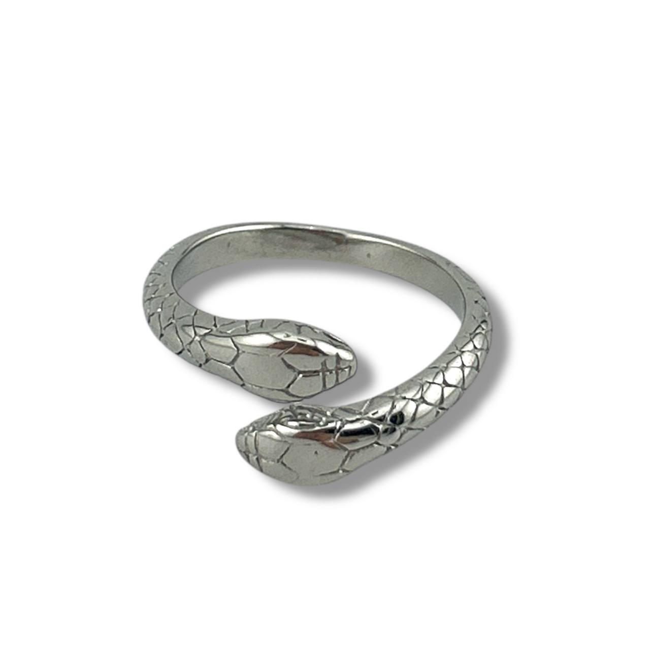 Textured Twin Snake Ring – Gold & Silver Power Duo