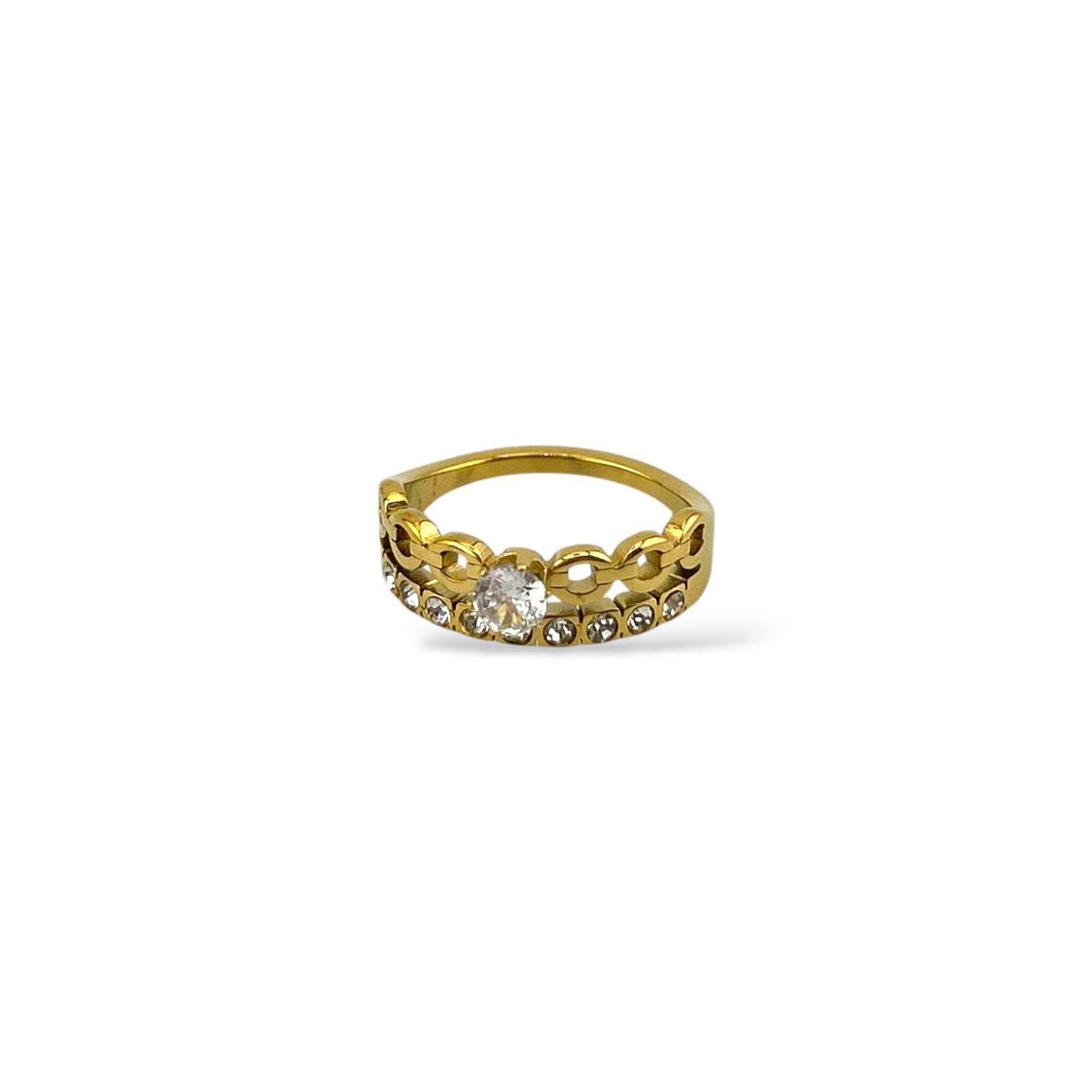 Golden Chain Sparkle Ring – Bold Meets Glam ✨🔗