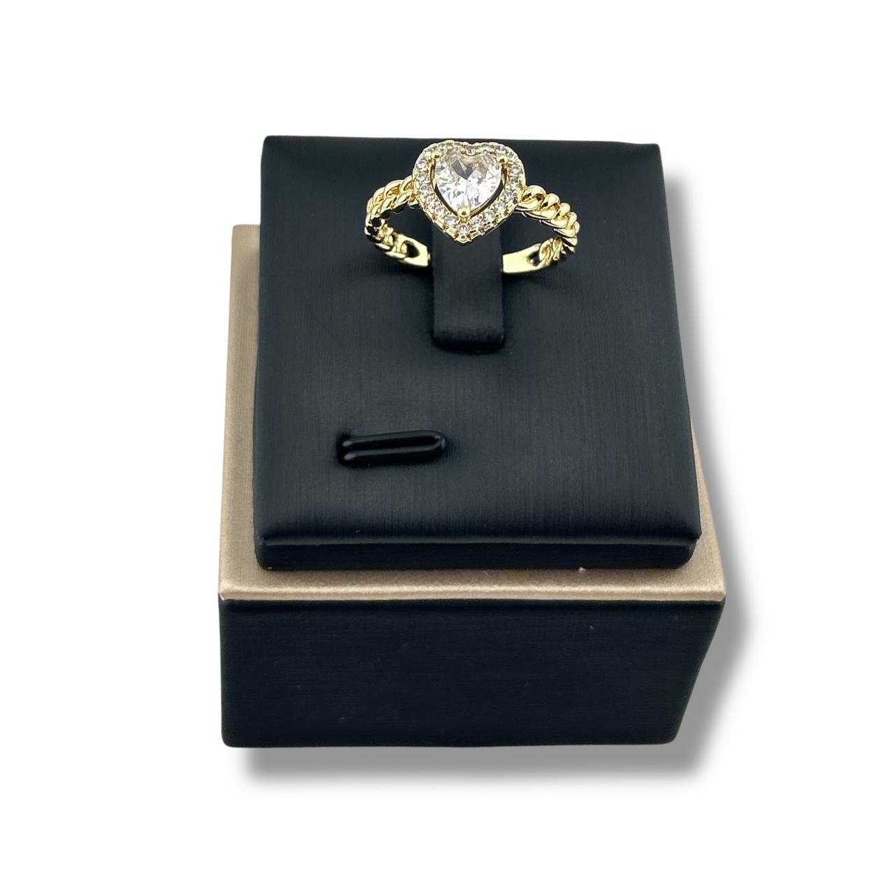 Crystal Heart Braided Ring