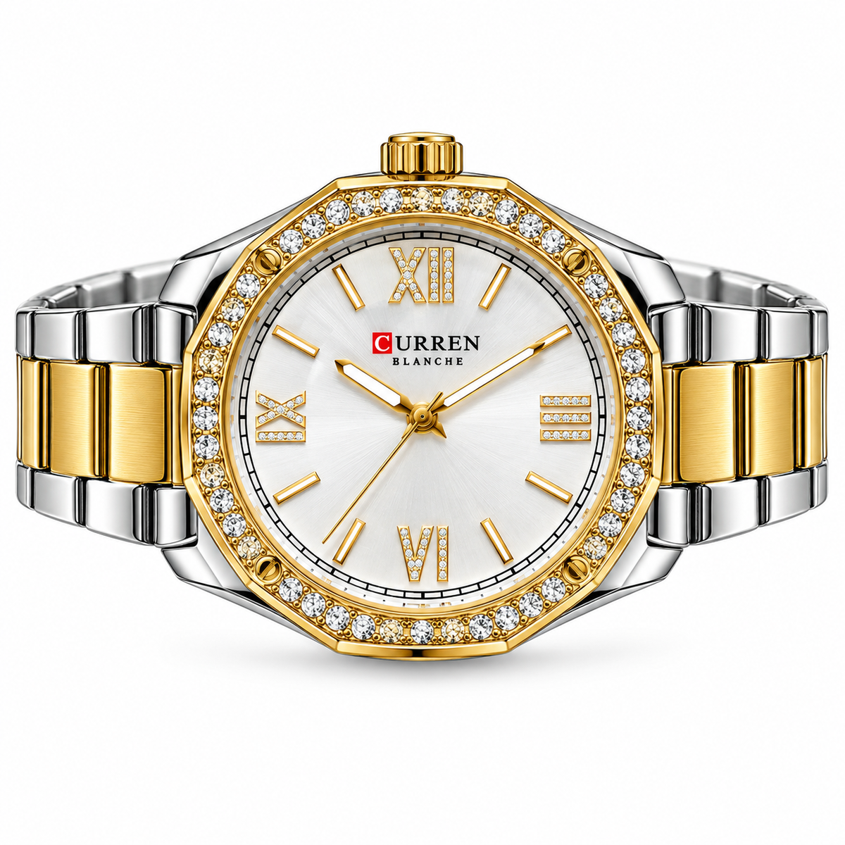 Curren Two-Tone Sparkling Bezel Watch(woman)