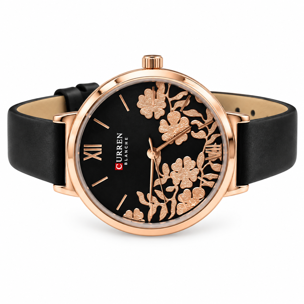 Leather Curren Floral Dial Watch(woman)