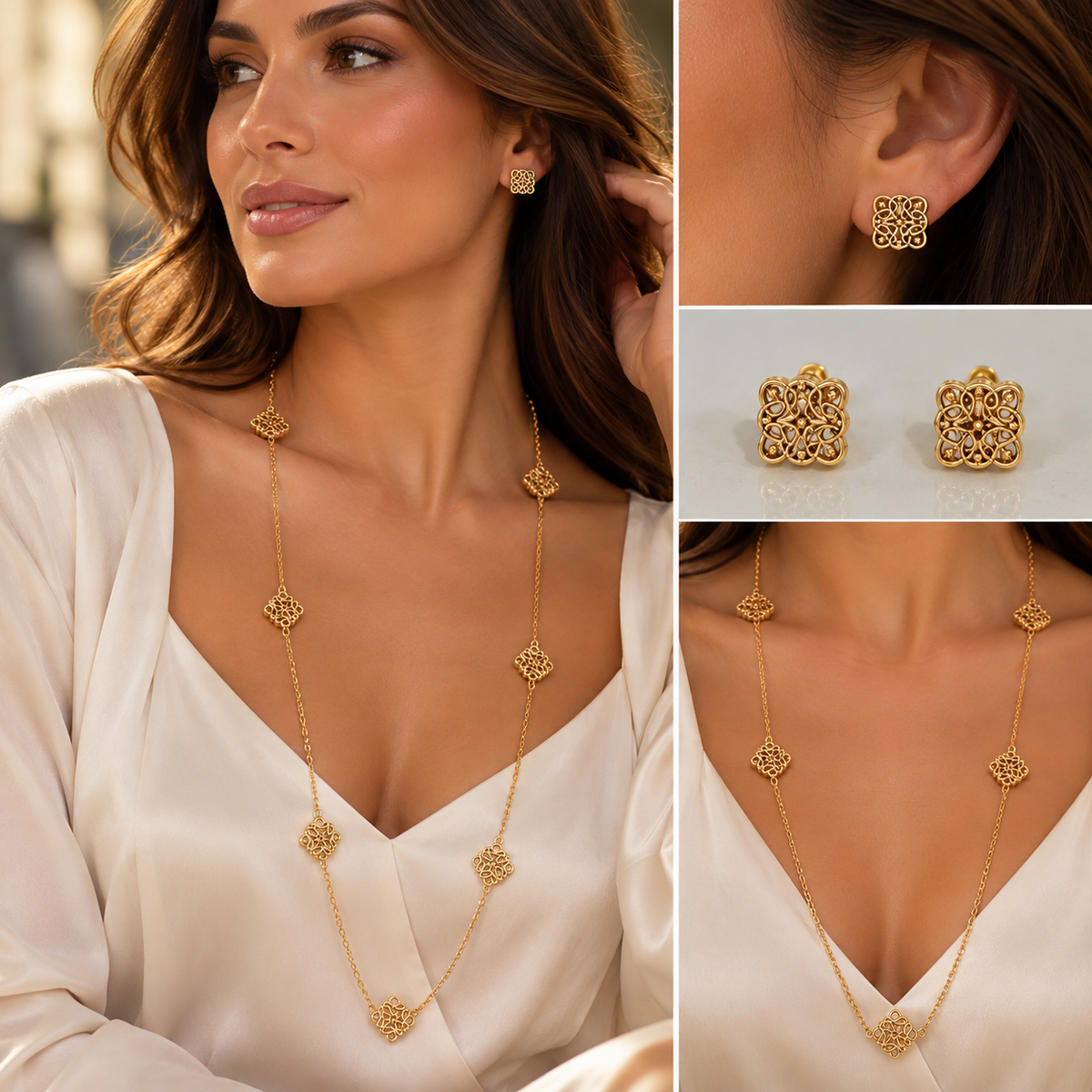 Geometric Set(necklace and earrings)90cm necklace