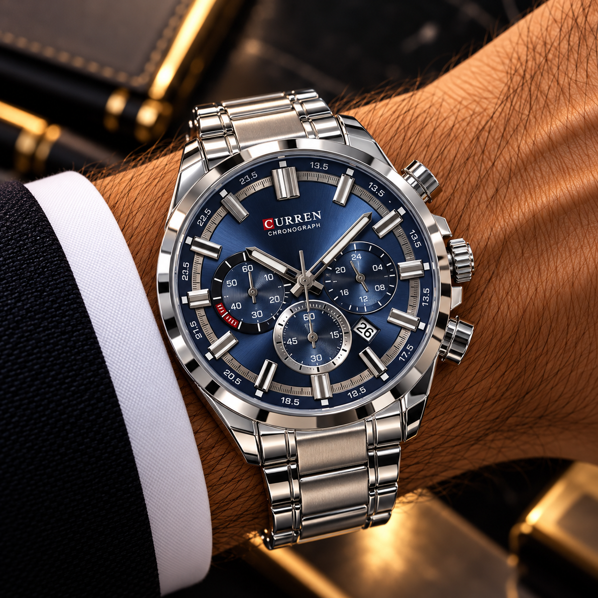 Curren chrono Navy & Rose Gold-Tone Sport Watch(man)