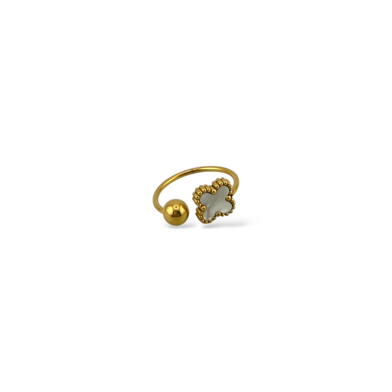 Golden VANCLEEF Ball Ring – Radiate Grace & Light ✨🌼