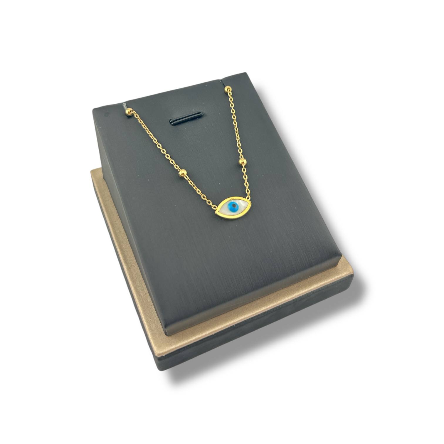 Mini Evil Eye Beaded Necklace – Gold Plated Protection Charm