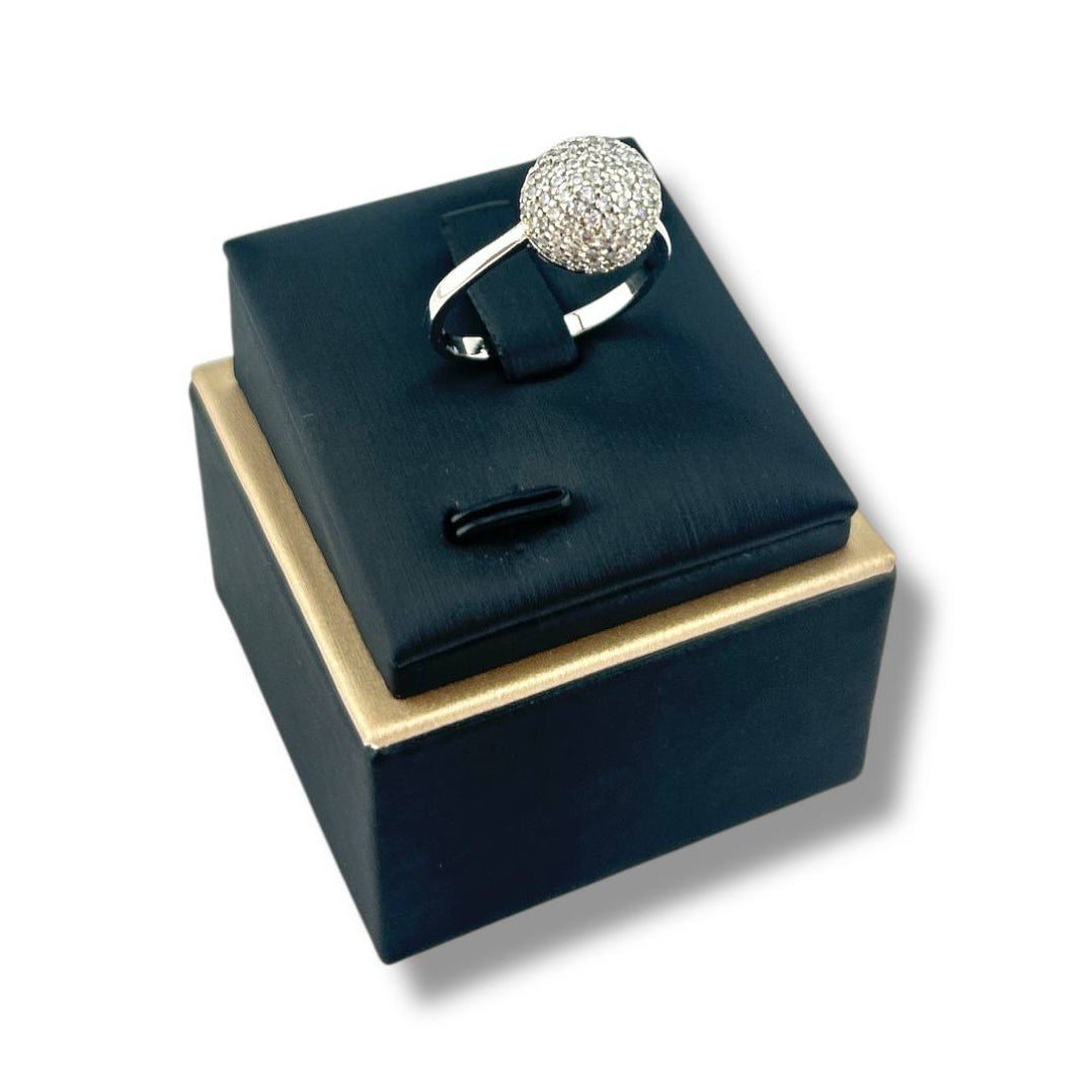 Luna Pavé Ball Ring – Gold & Silver