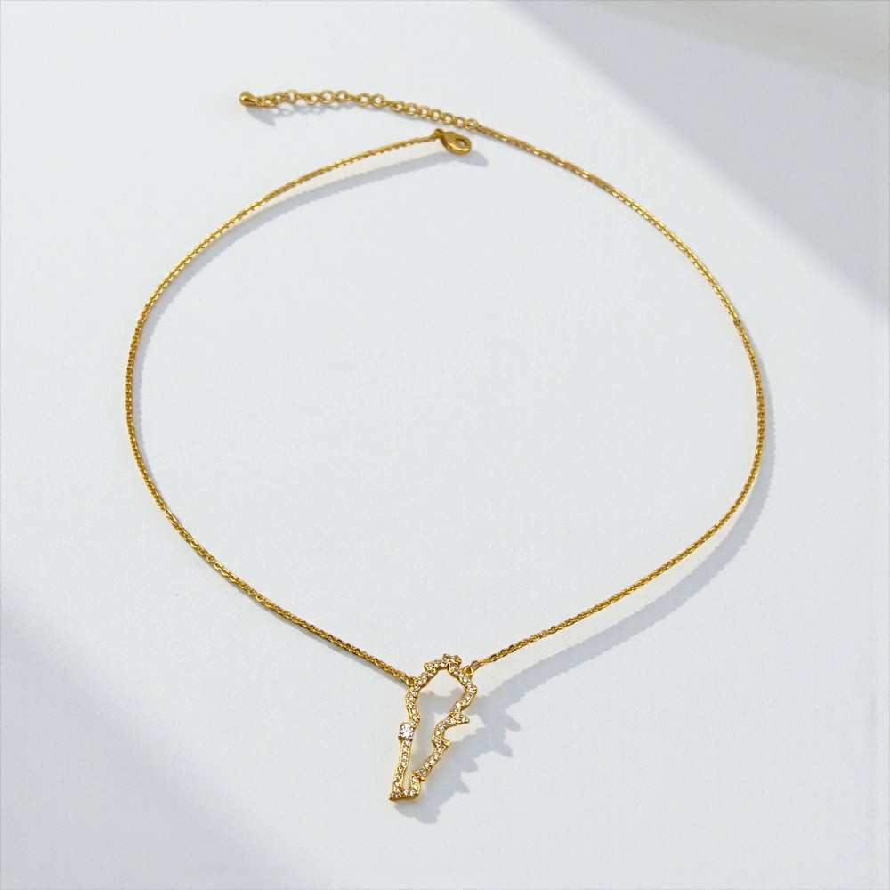 Lebanese map Outline Necklace – Crystal Edition
