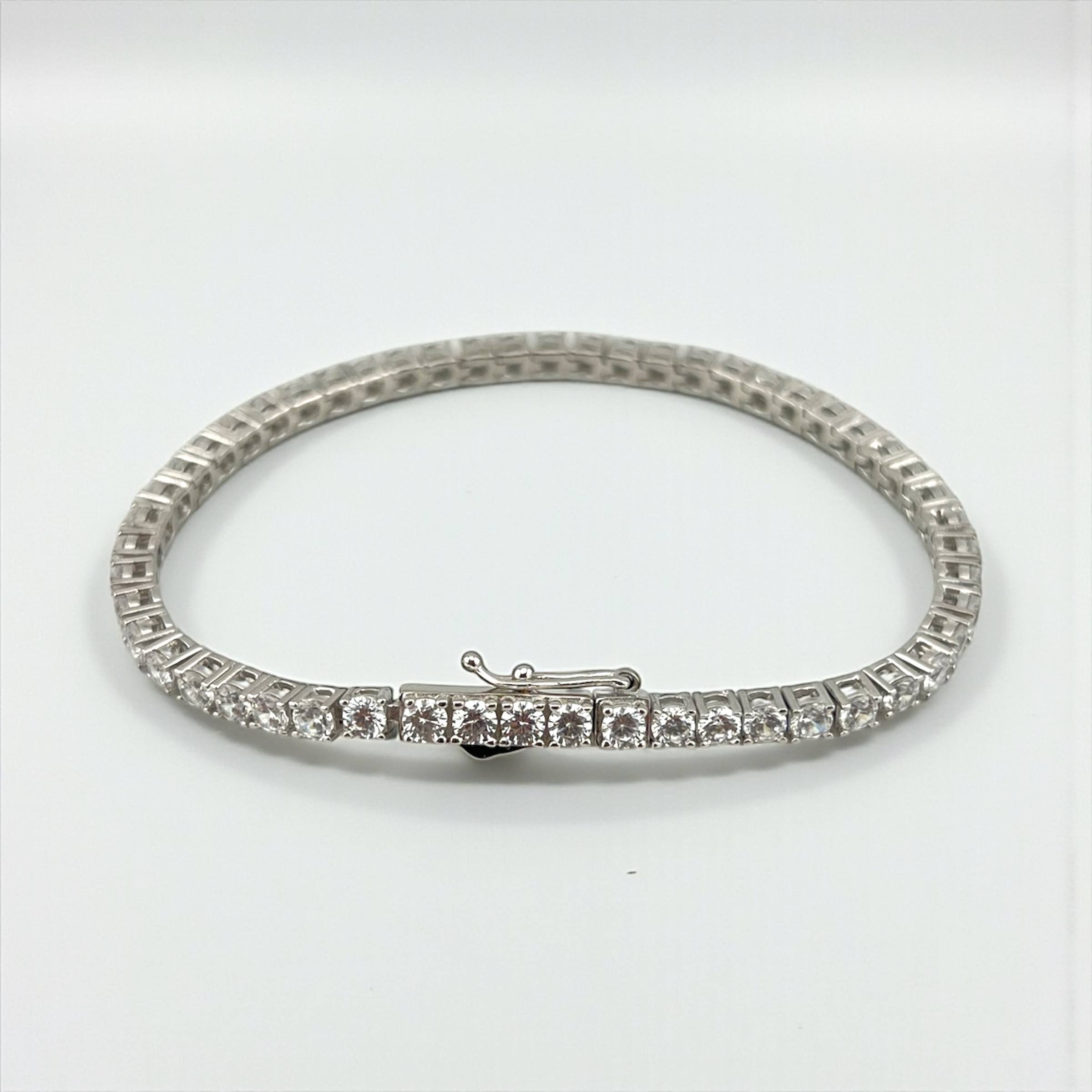 Silver 925 Tennis Bracelet(3mm)-white diamondlite stone