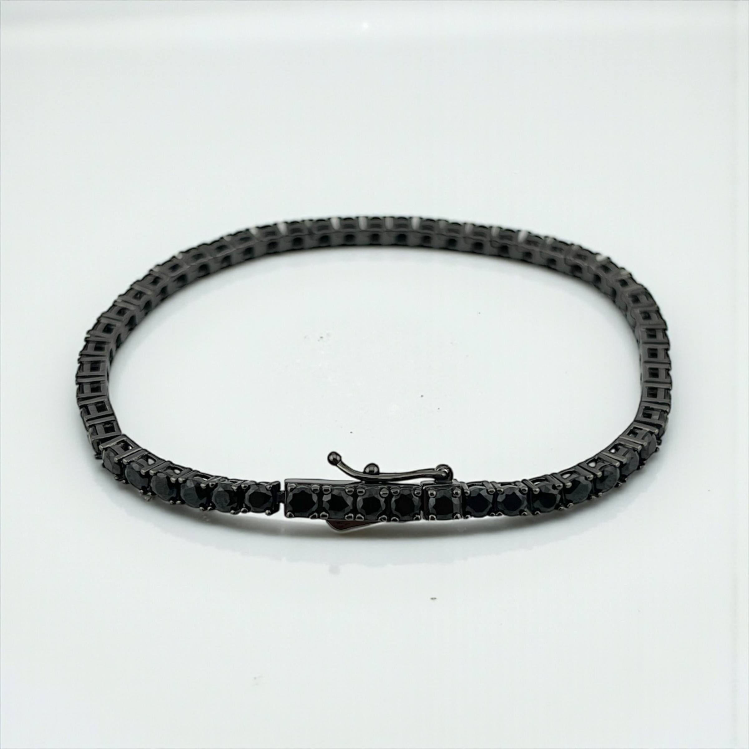 Silver 925 full black(3mm) Tennis Bracelet – Ultra Black Luxe Edition