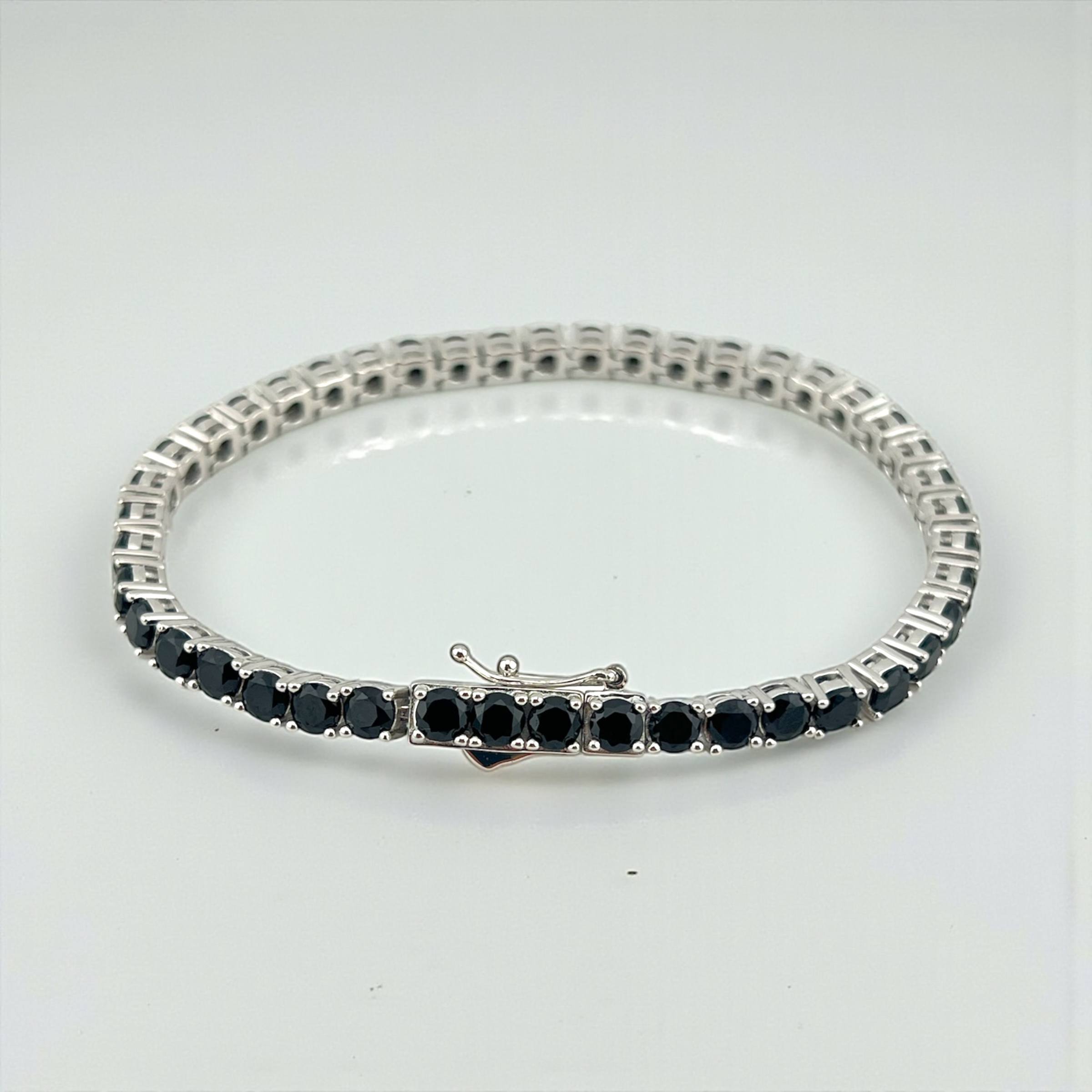 Silver 925 (silver&black) diamondlite Tennis Bracelet – Black Crystal Elegance(4mm)