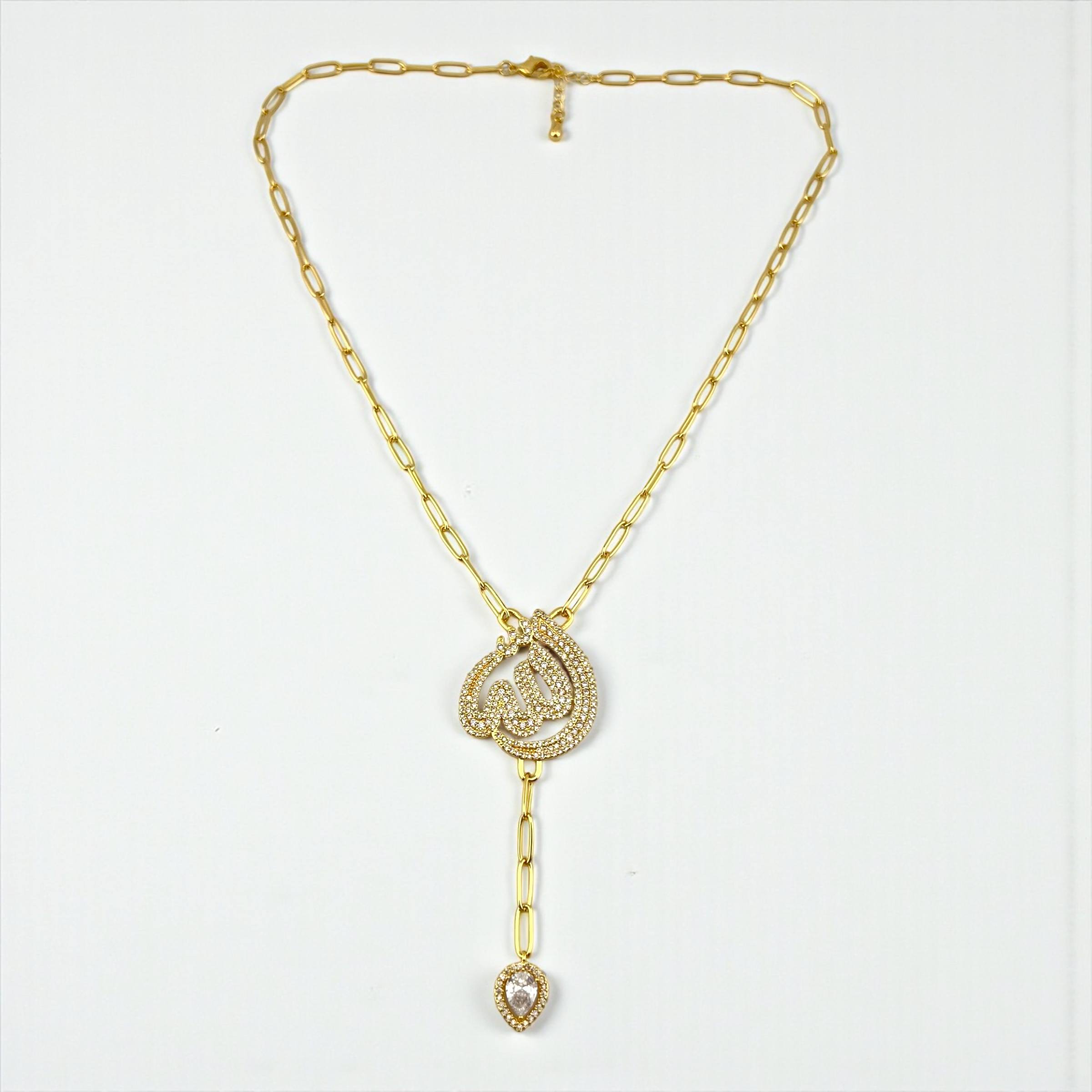 ✨ALLAH Arabic Calligraphy Heart Drop Necklace