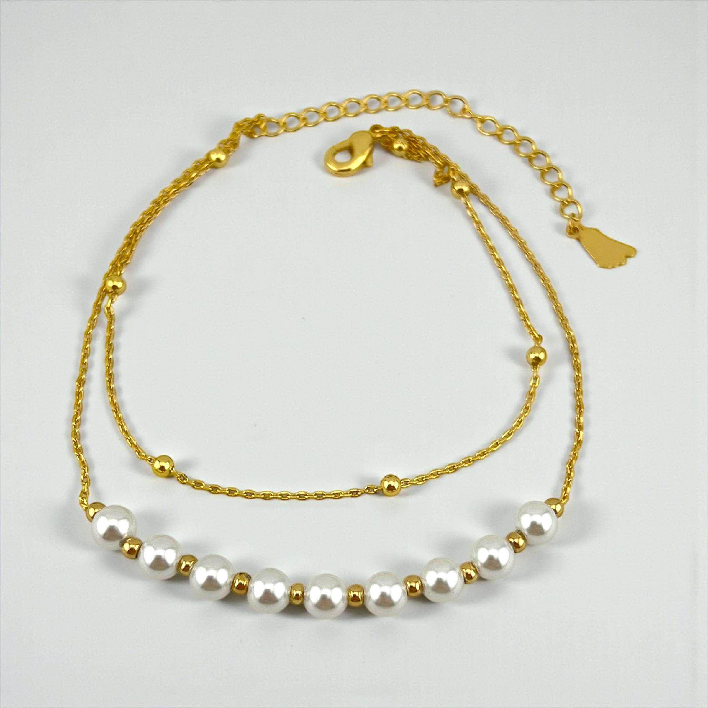 Golden Pearl Anklet – Classic Elegance
