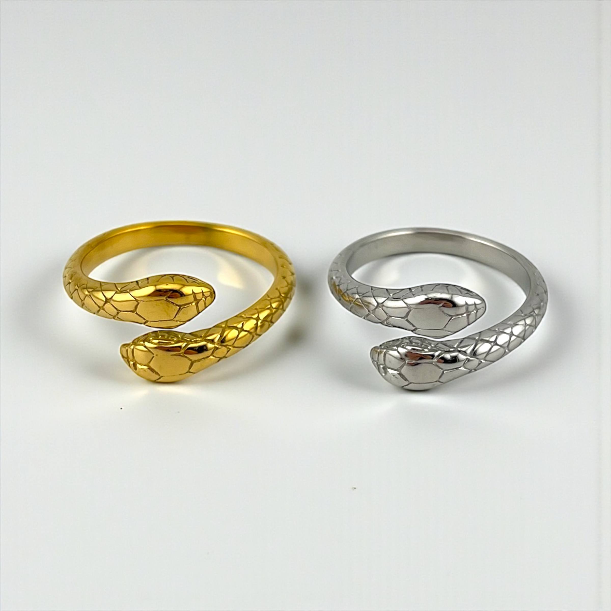 Textured Twin Snake Ring – Gold & Silver Power Duo