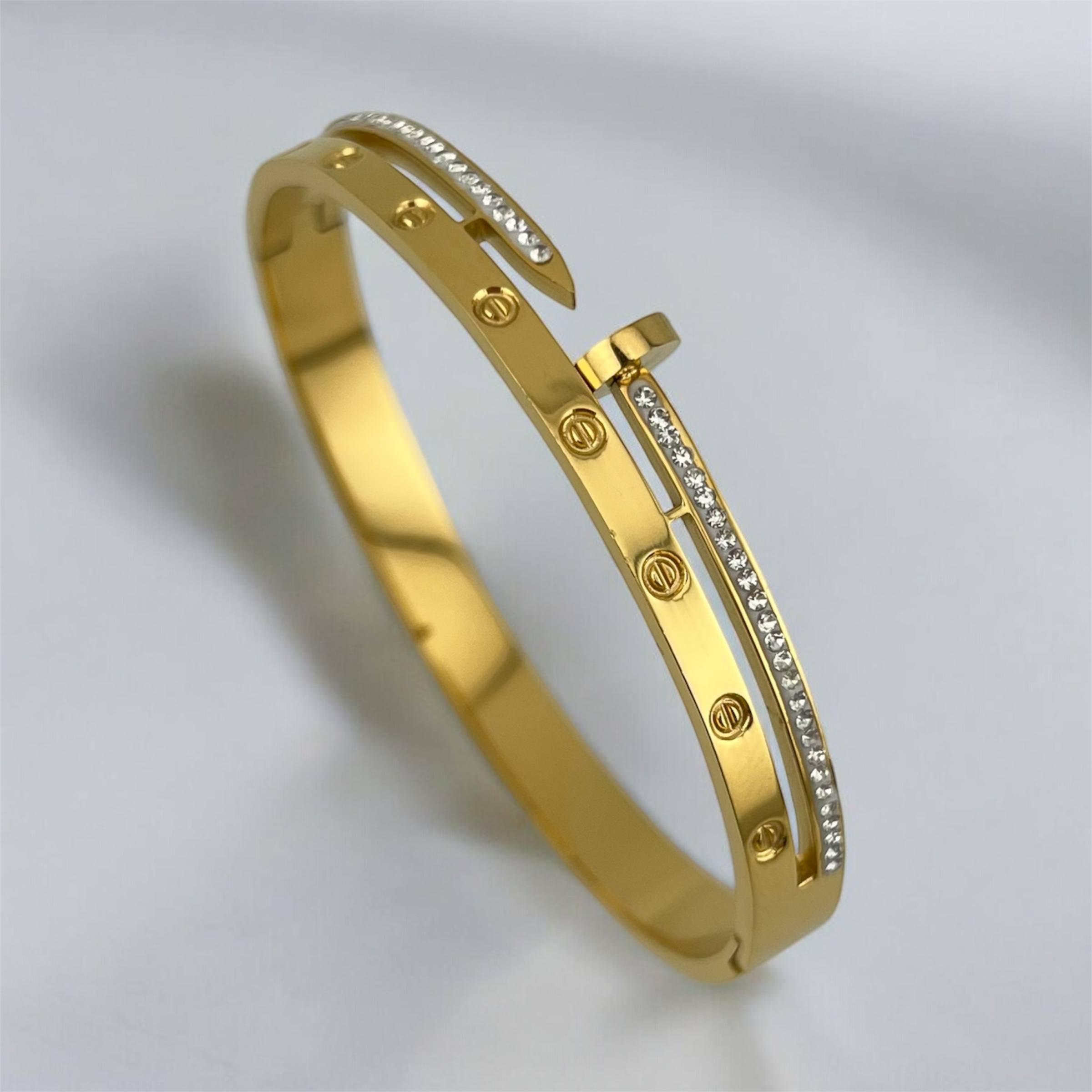 cartier pin and clue Crystal Bangle – Elegant Screw Motif Design