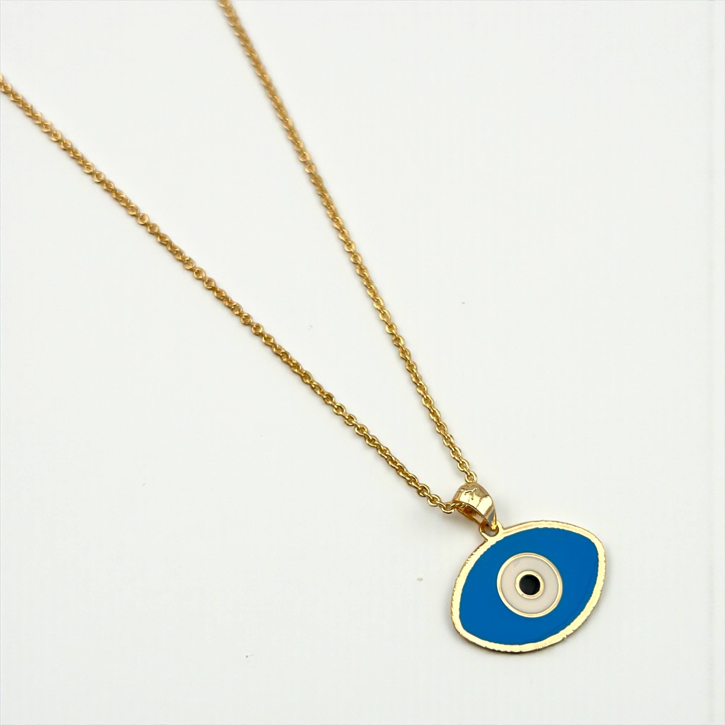 Bold Blue Evil Eye Pendant Necklace – Gold Plated Protection Charm