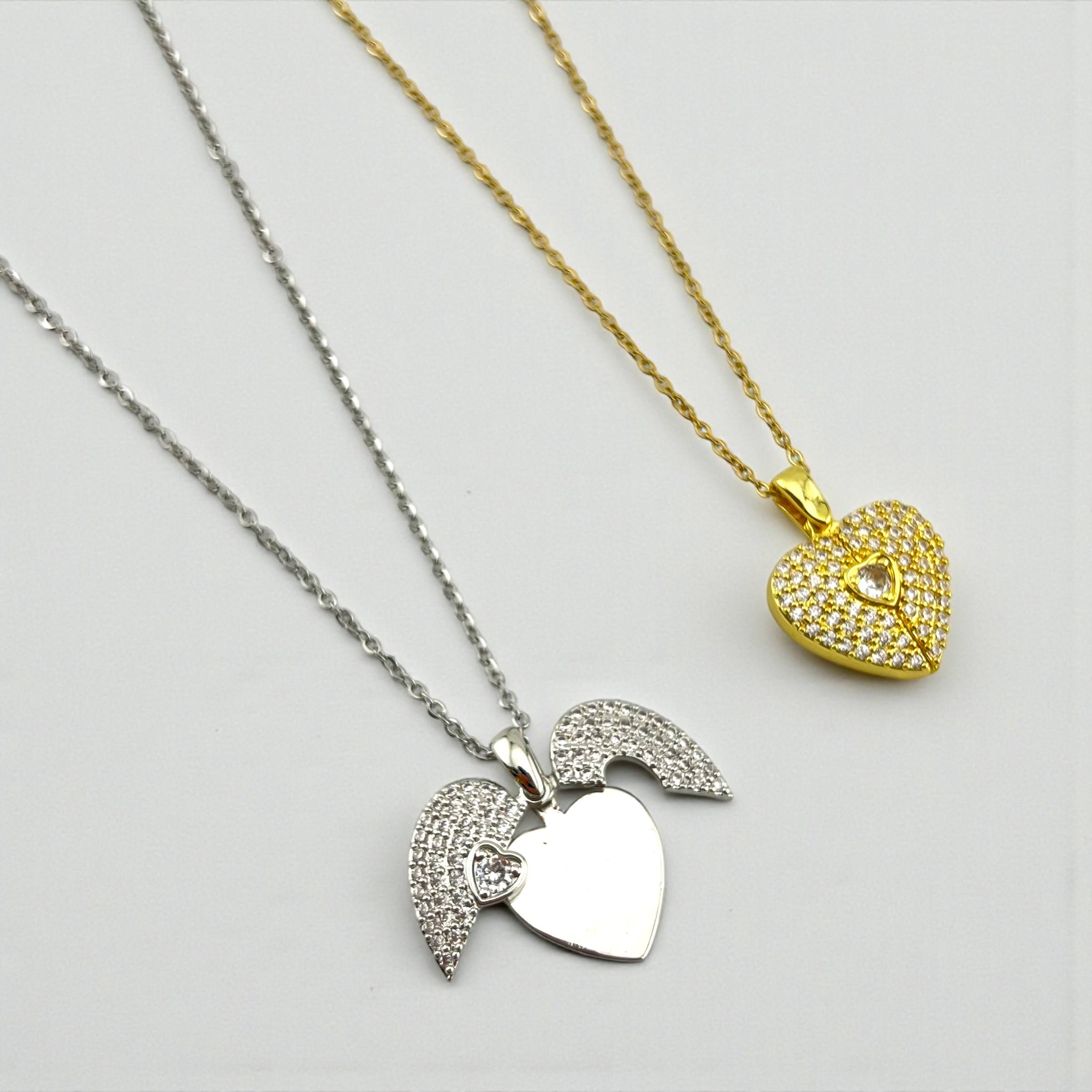 Angelic Heart Duo Necklace-open and close