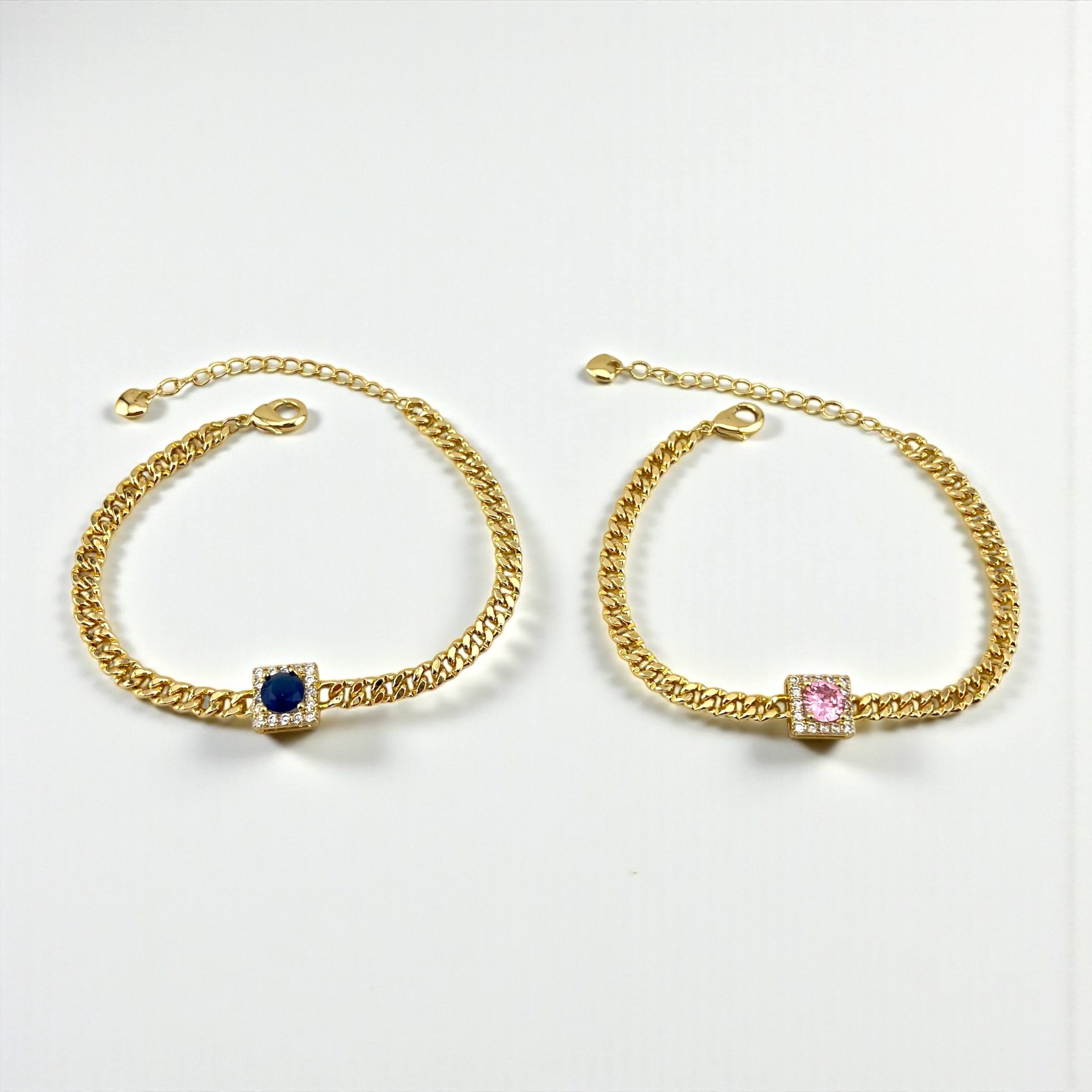 Square Gem Curb Chain Bracelet ✨