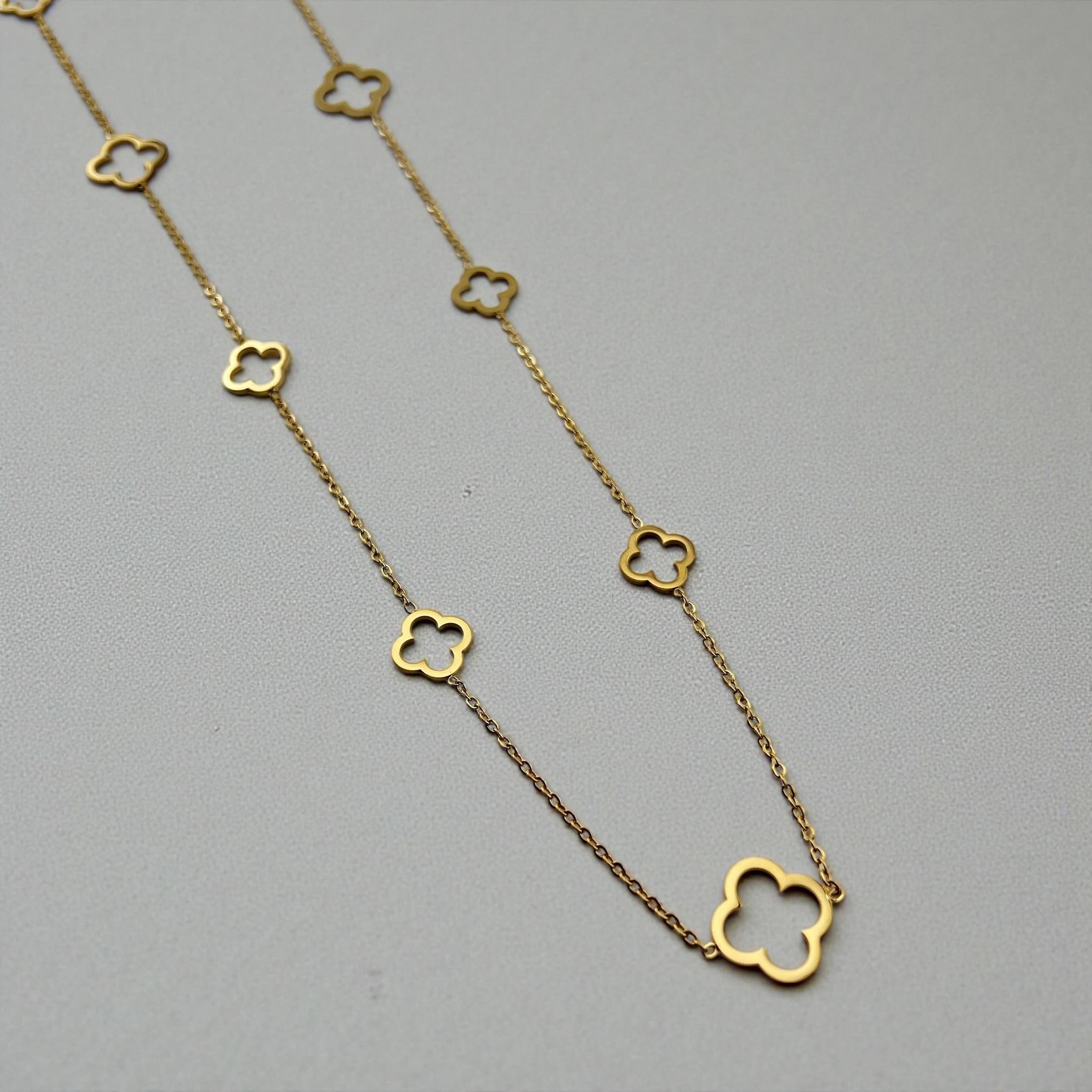 ✨ VANCLEEF Long Necklace – 18K Gold-Plated