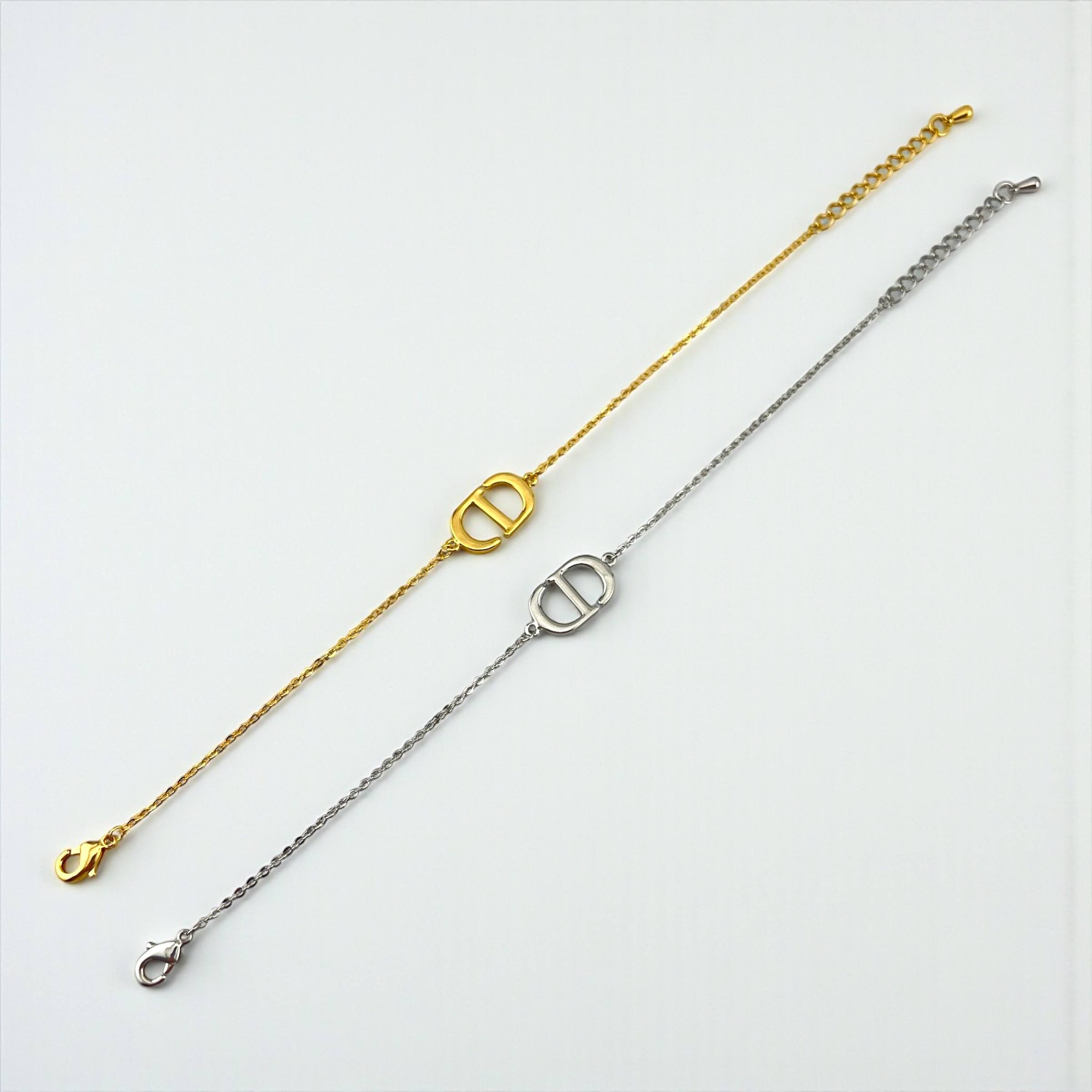 CD Duo Initials Bracelet – Silver & Gold Harmony